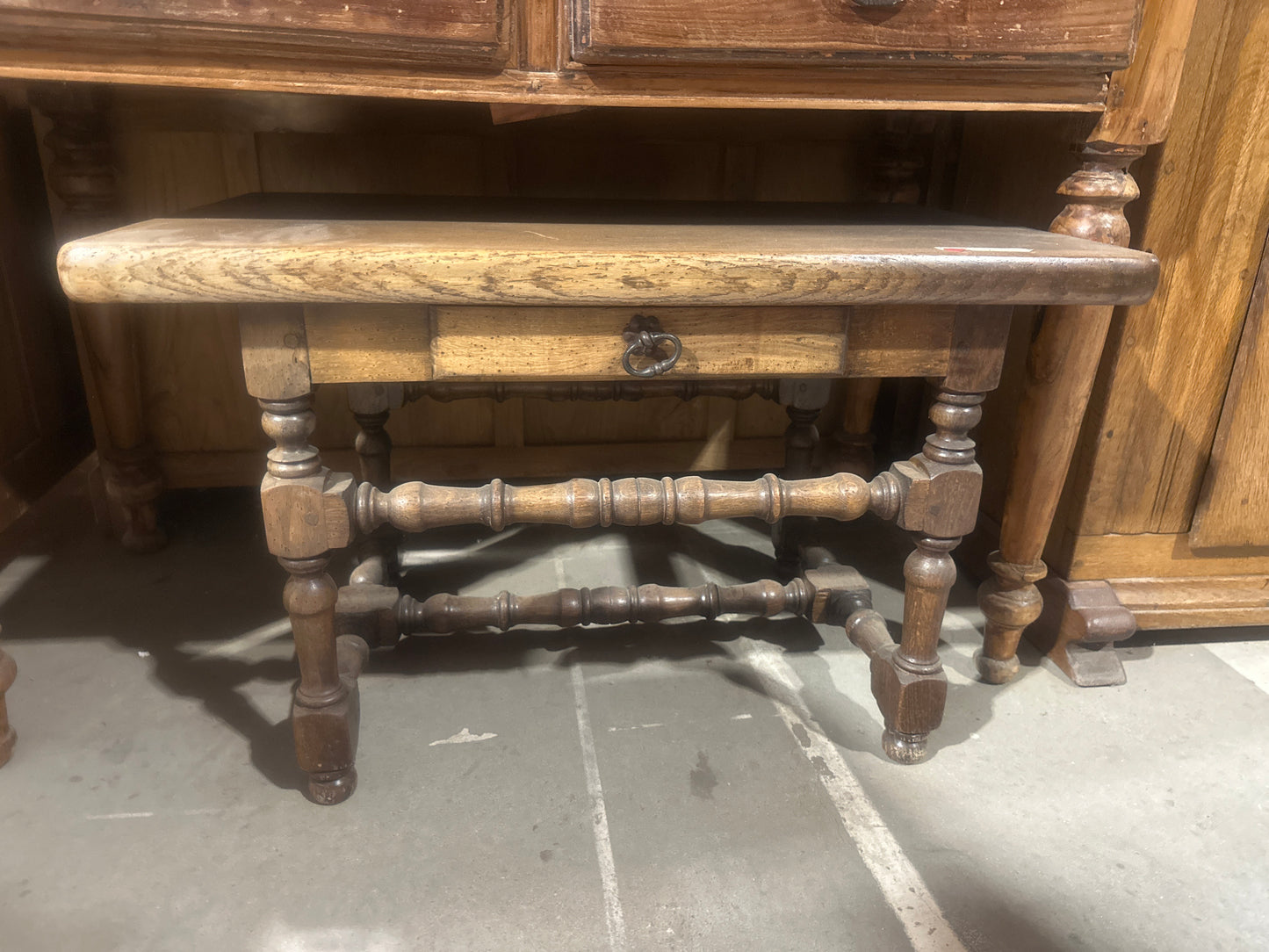 Oak bench with drawer
