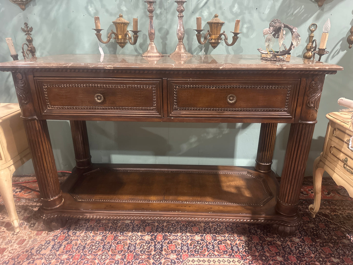 1900s marble top console table
