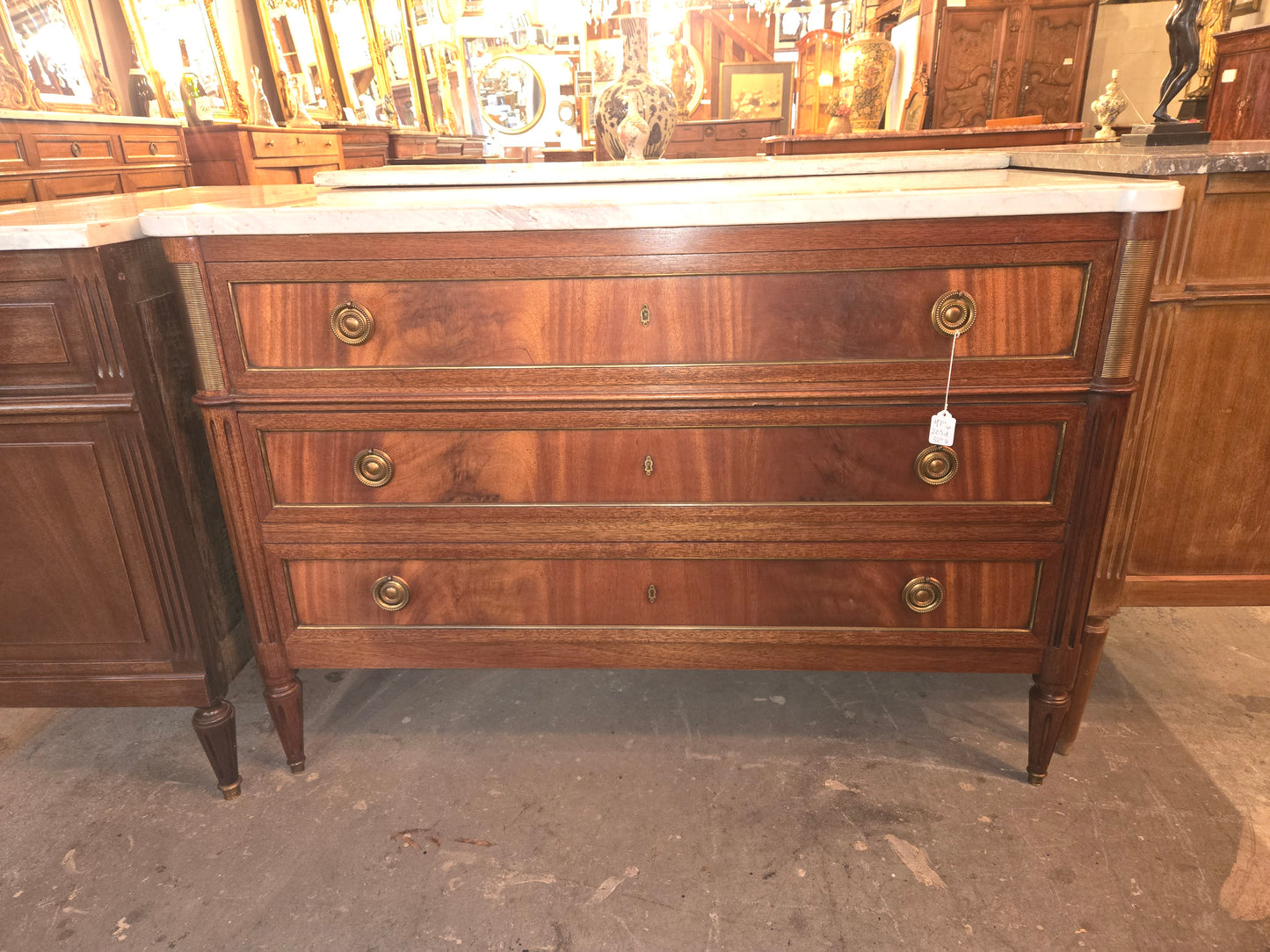 Mid Century French LXVI Commode with Marble