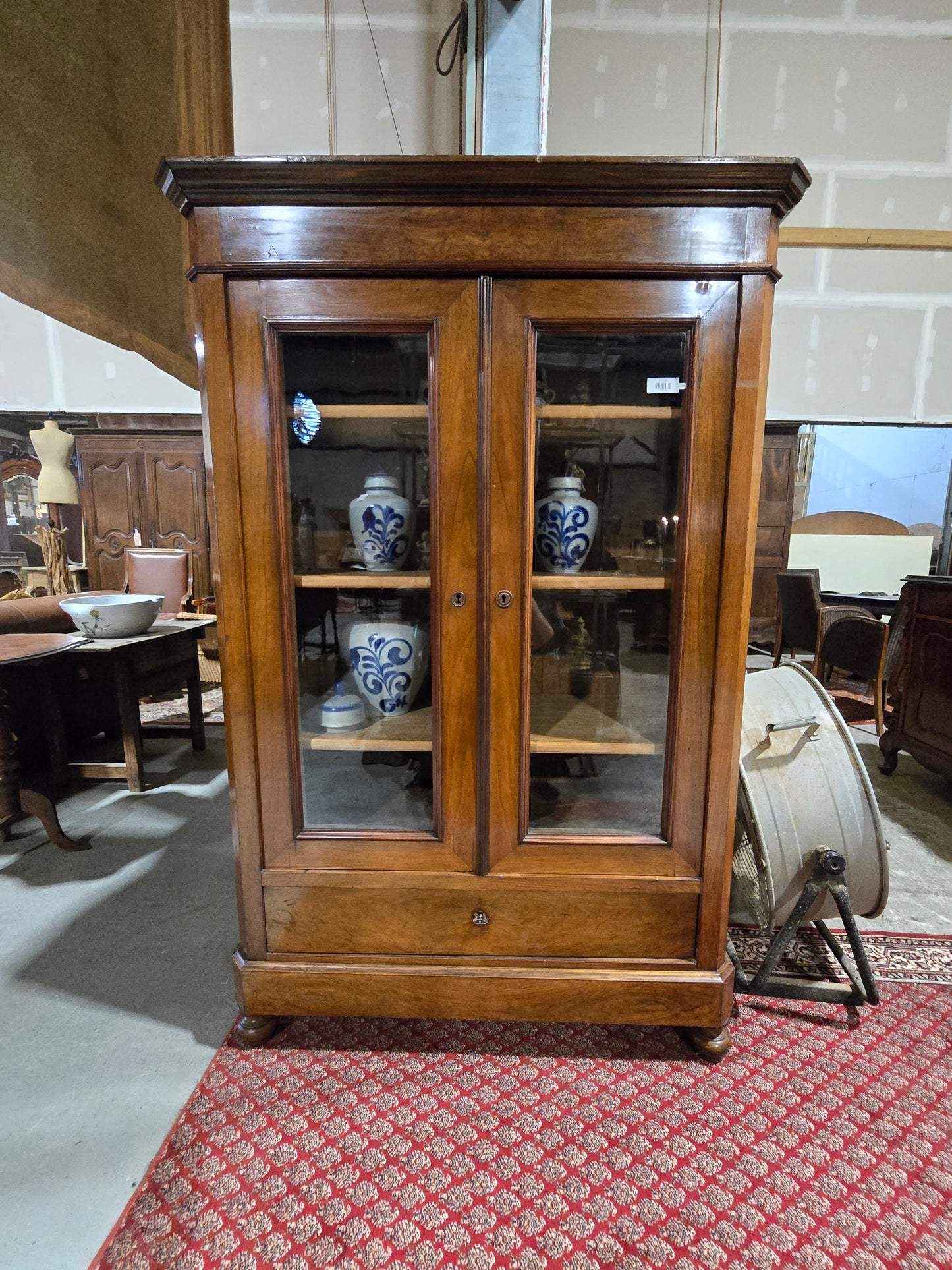 Late 1800s French Armoire with Glass Doors