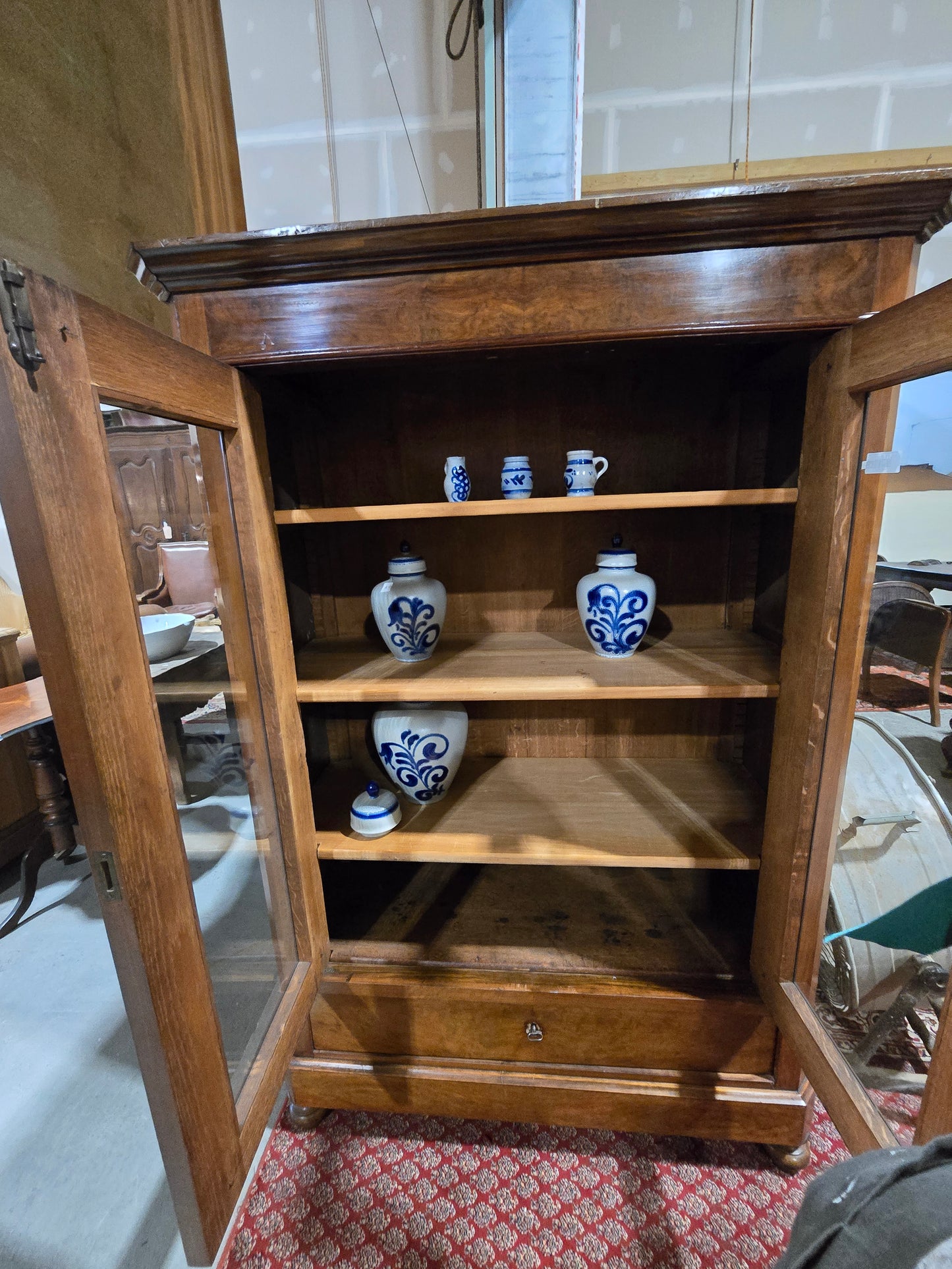 Late 1800s French Armoire with Glass Doors