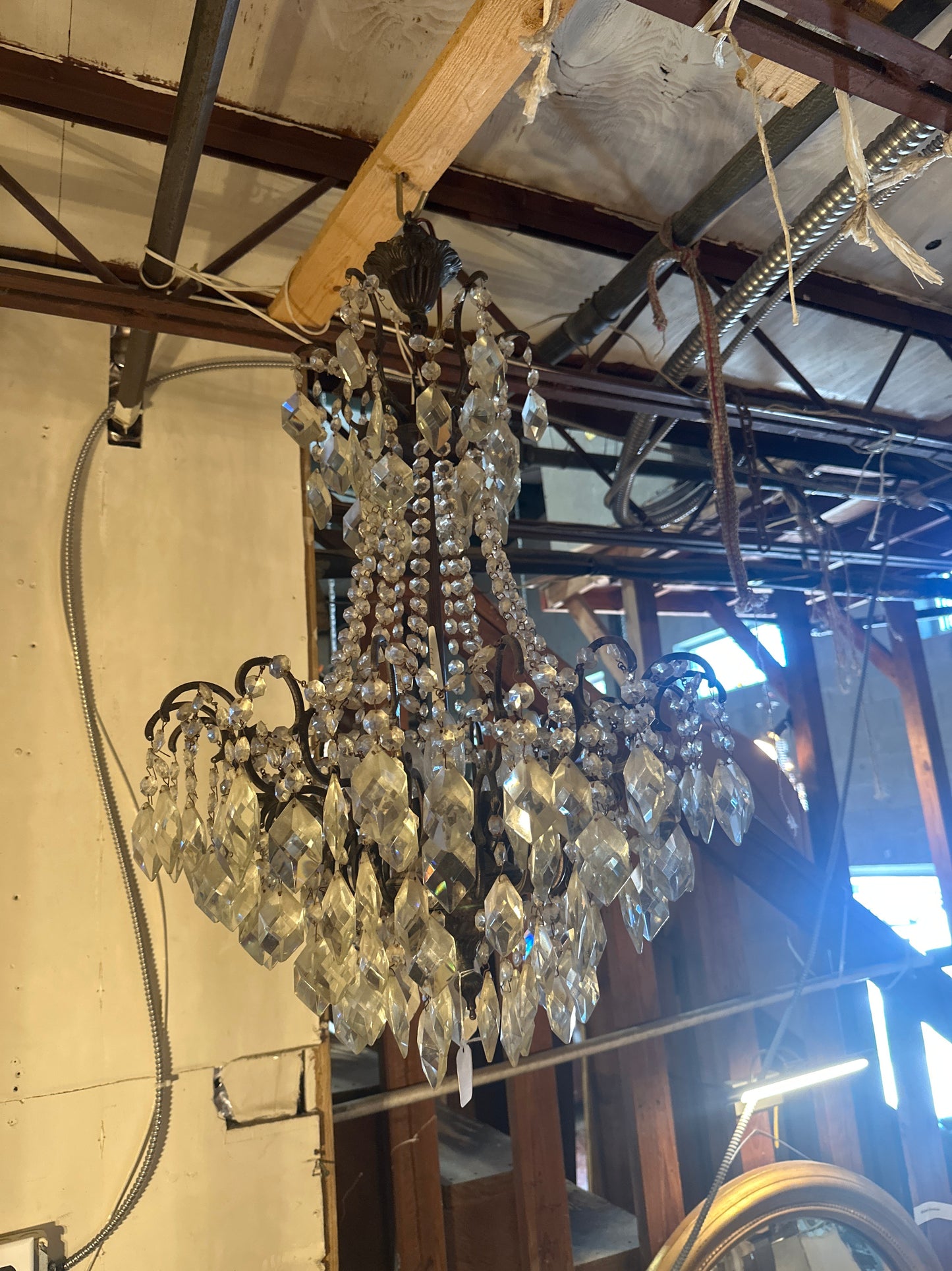 Antique Crystal Spike Chanelier