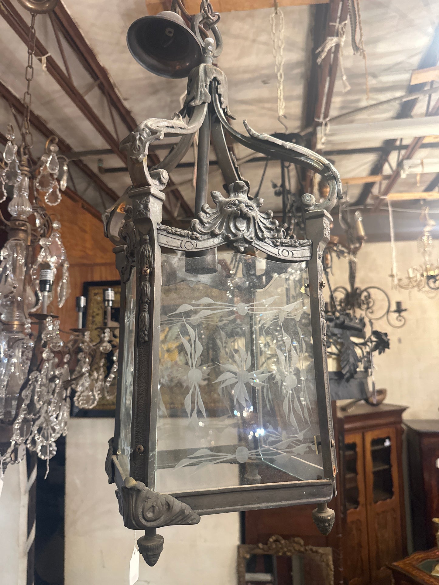 Antique French Iron Hanging Lantern