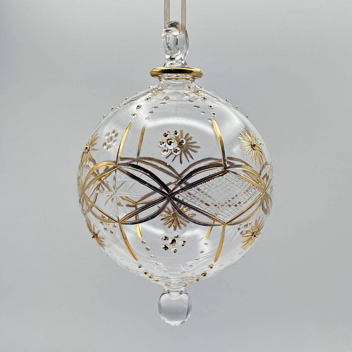 Blown Glass Ornament - Gold Dew Drops