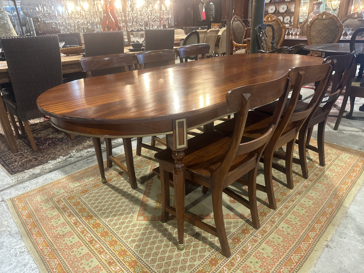 Dop Custom Mahogany table with Brass Trim