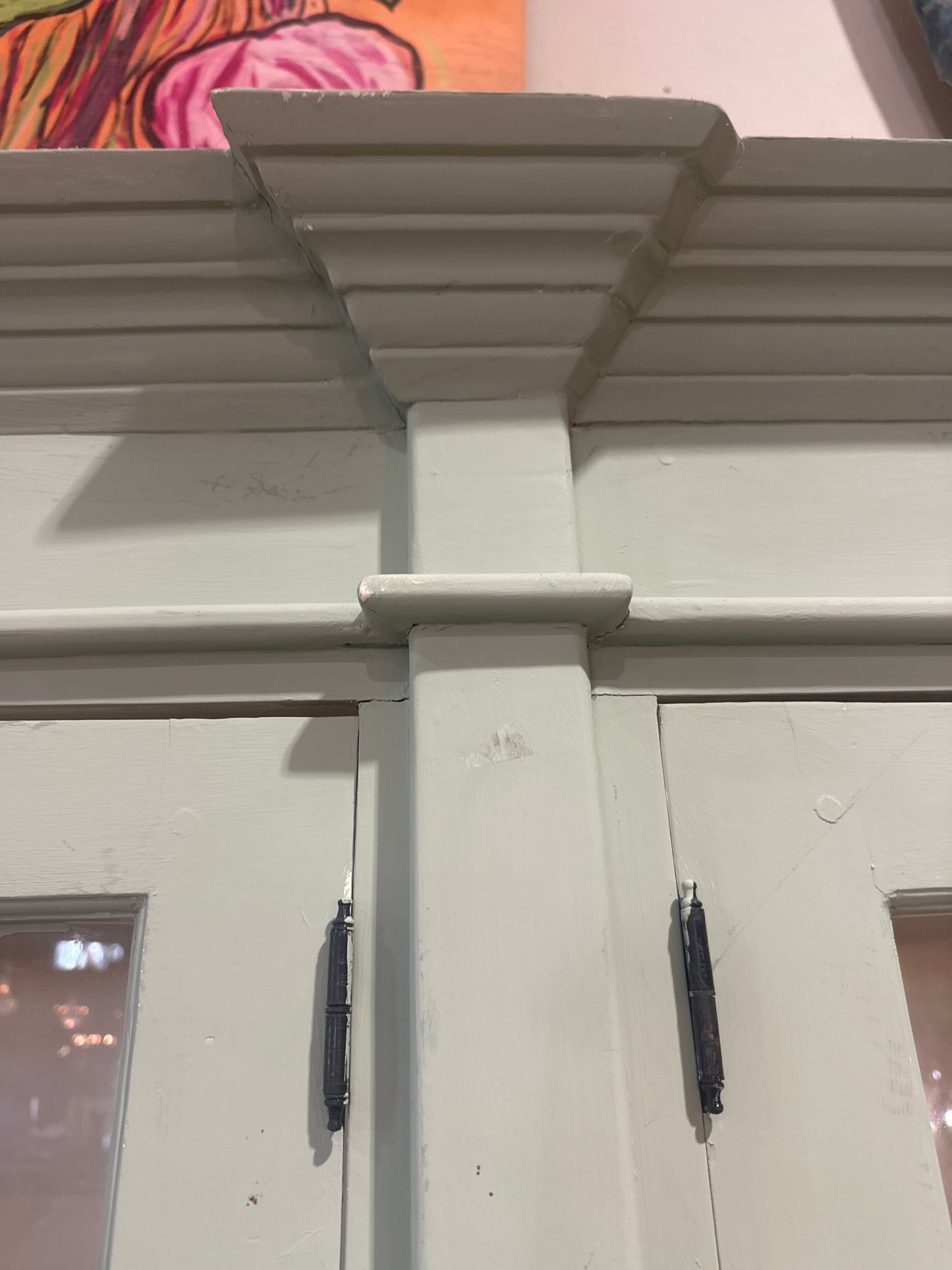 Late 1900s hand painted cottage style hutch