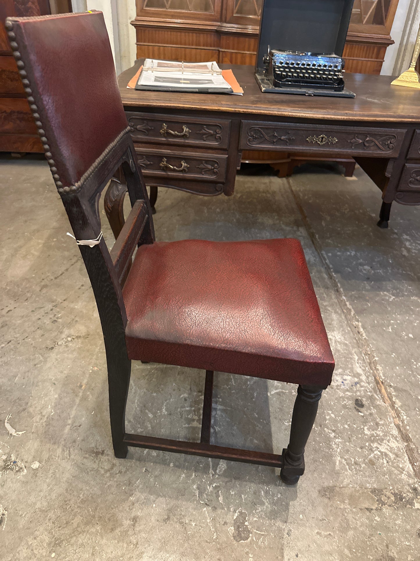 Antique chair red leather