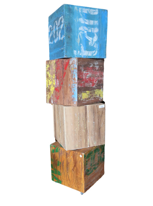 Wooden block sculpture art