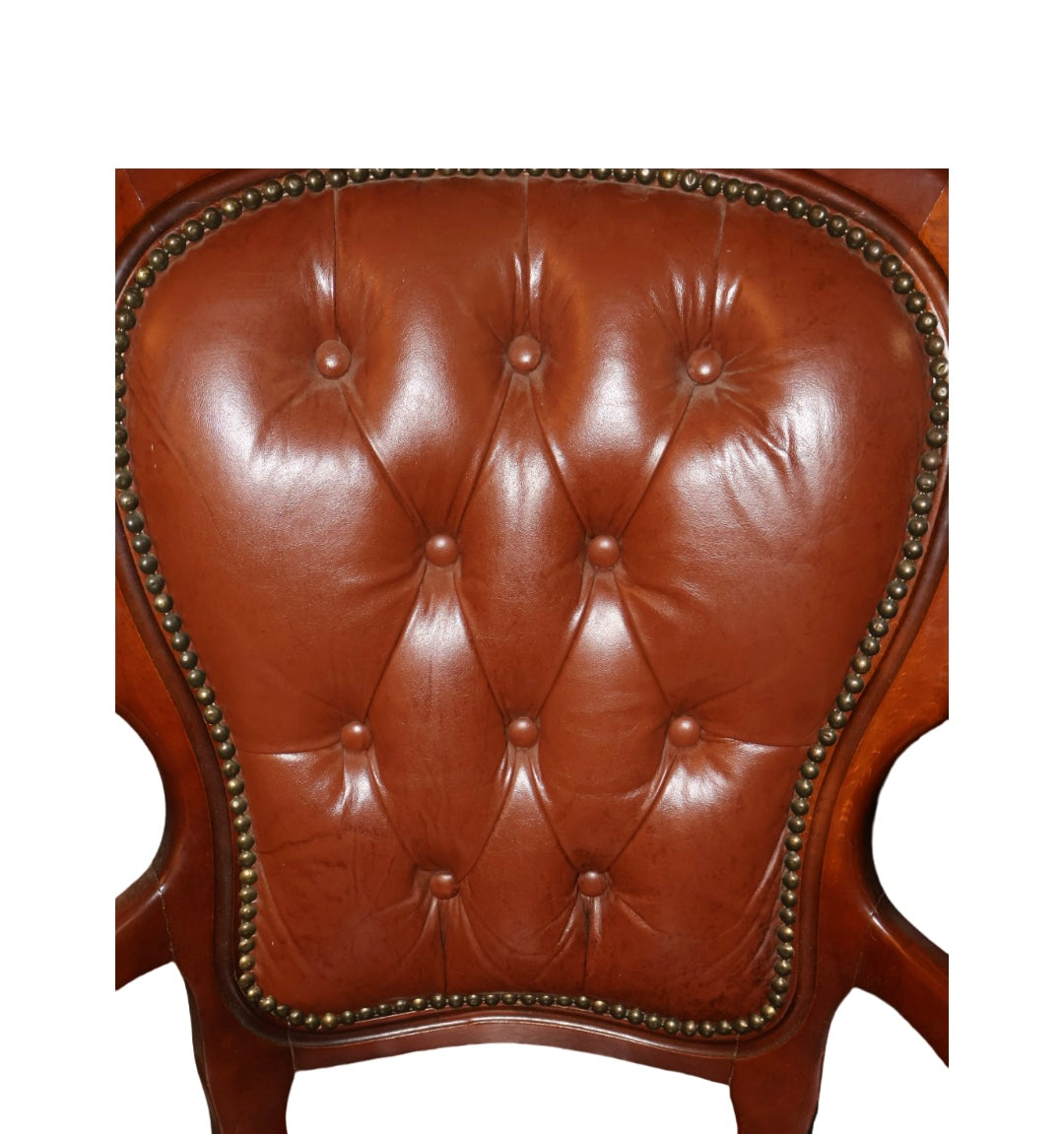 Vintage Louis XV Style Tufted Leather Armchair
