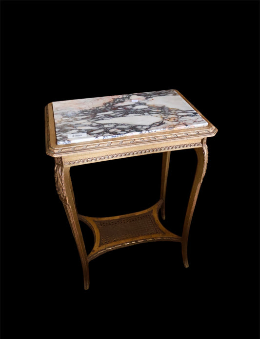 Gold Italian Side Table w/ Marble