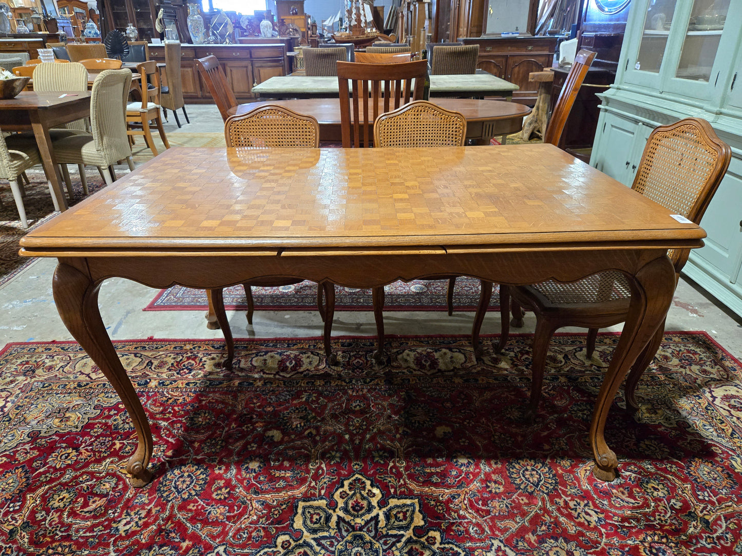 Mid Century L15th Oak Draw Leaf Tables