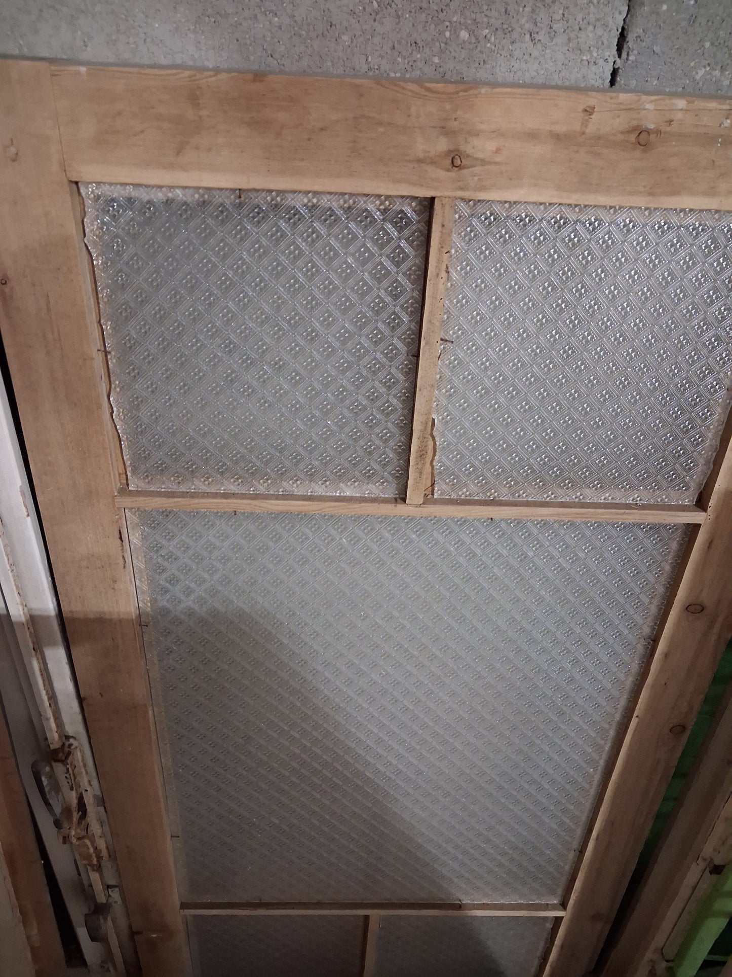 Pair of Vintage Textured Glass Cabinet Doors