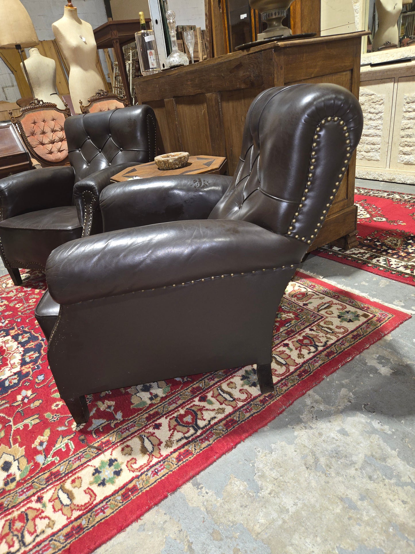 1920's Black Leather Armchair