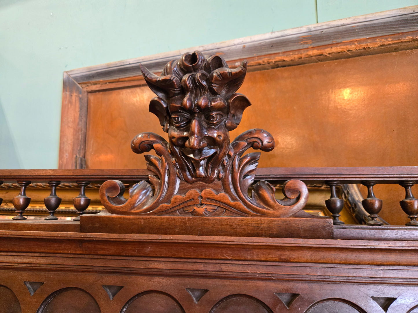 Early 1900s Gothic revival pier mirror