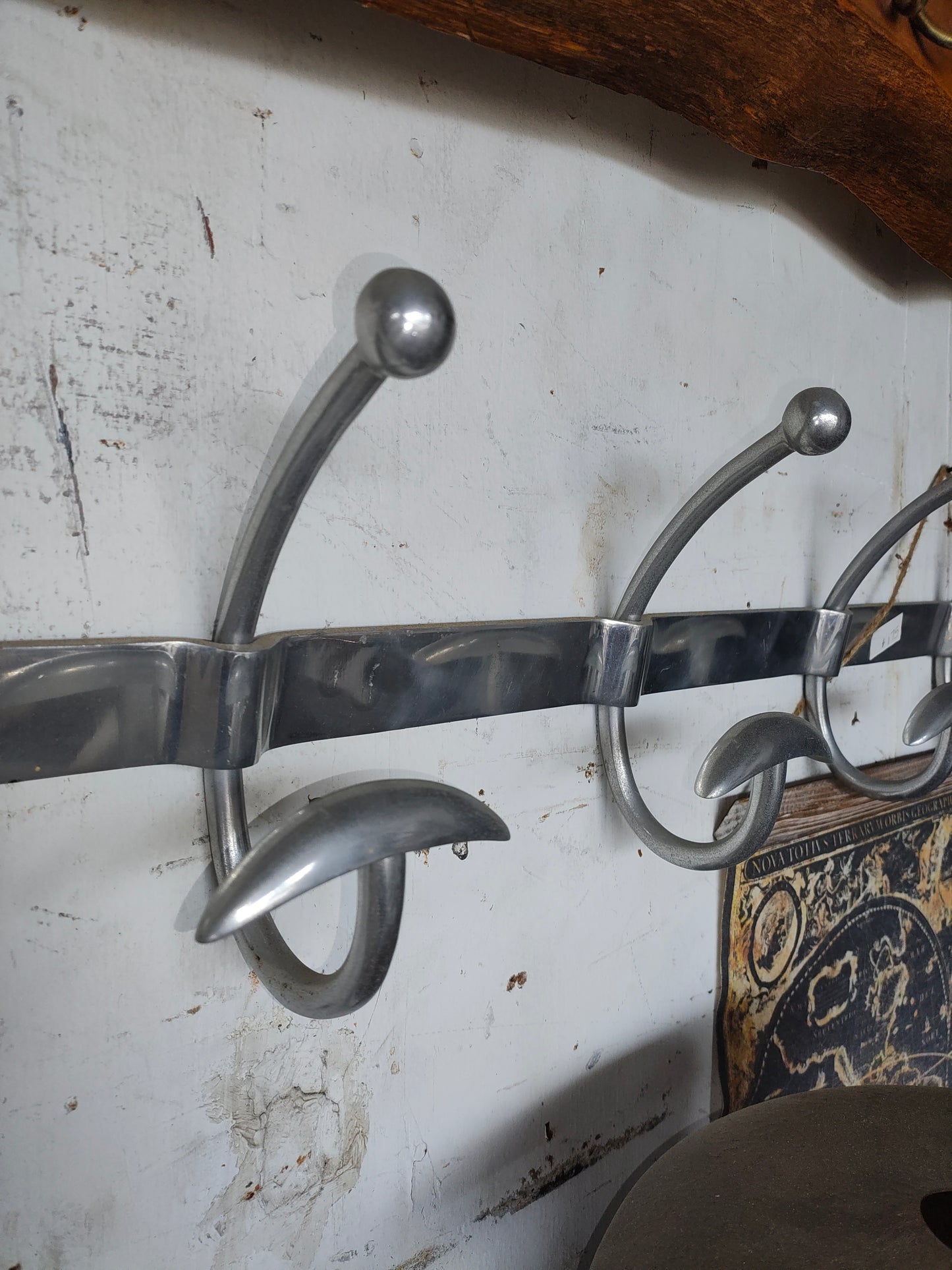 Mid-Century Aluminum Wall Coat Rack