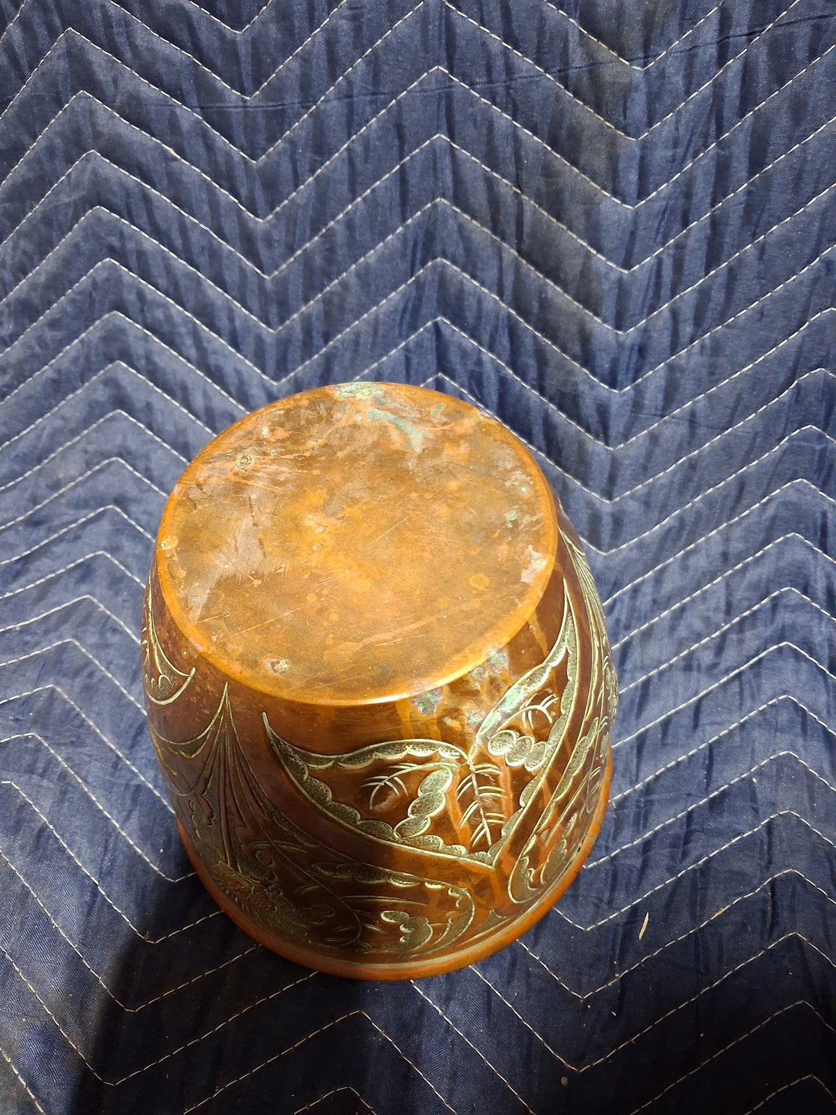 Pair of Art Nouveau Copper Cachepots with Repoussé Botanical Decoration