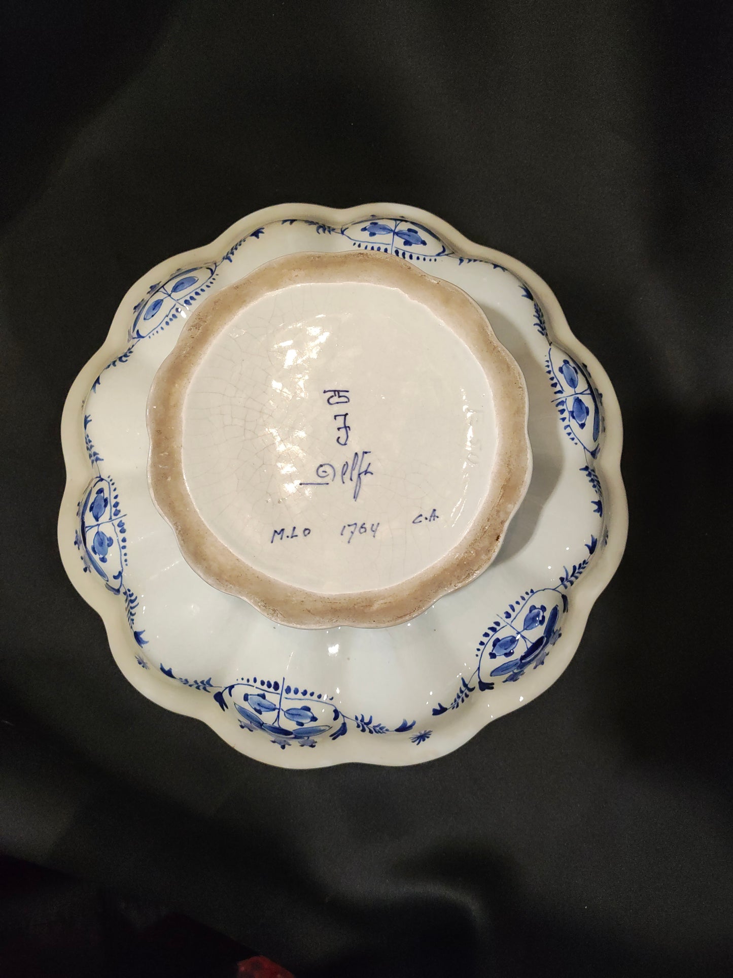 Vintage Dutch Delft Blue Hand-Painted Pedestal Compote Bowl – Dutch Pottery