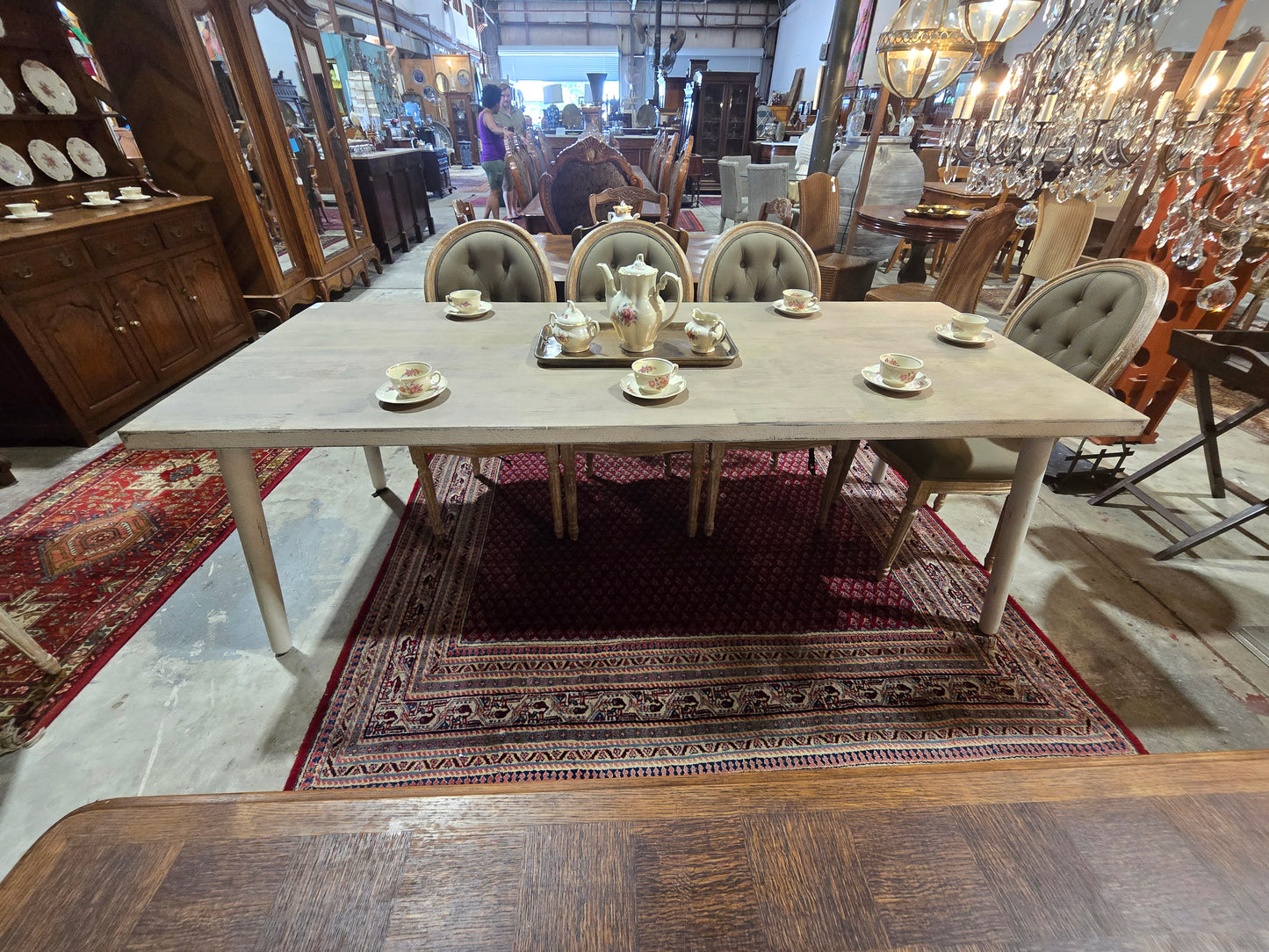 Danish Whitewash Table with Iron Frame
