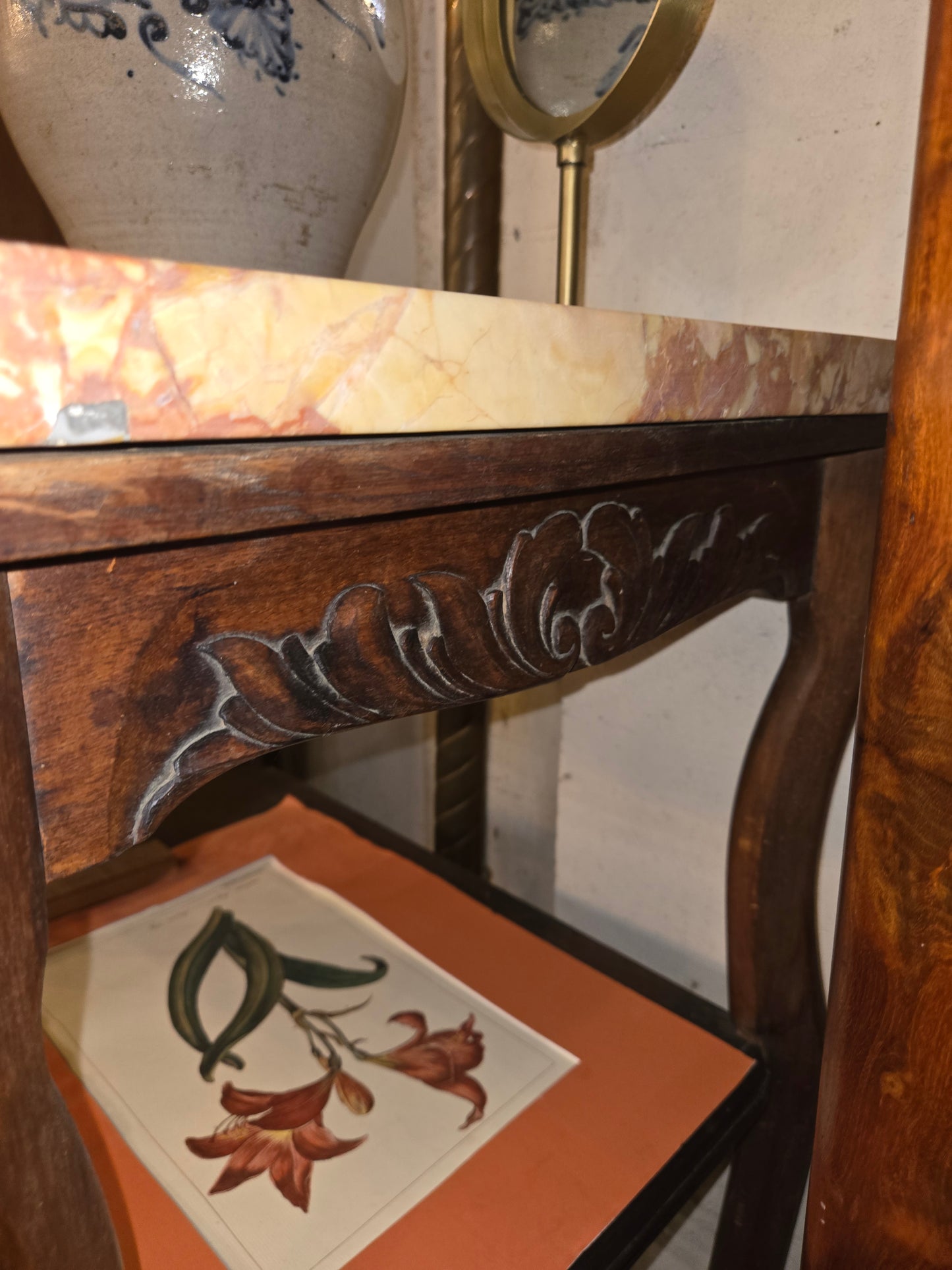 Oak Occasional Table with Marble