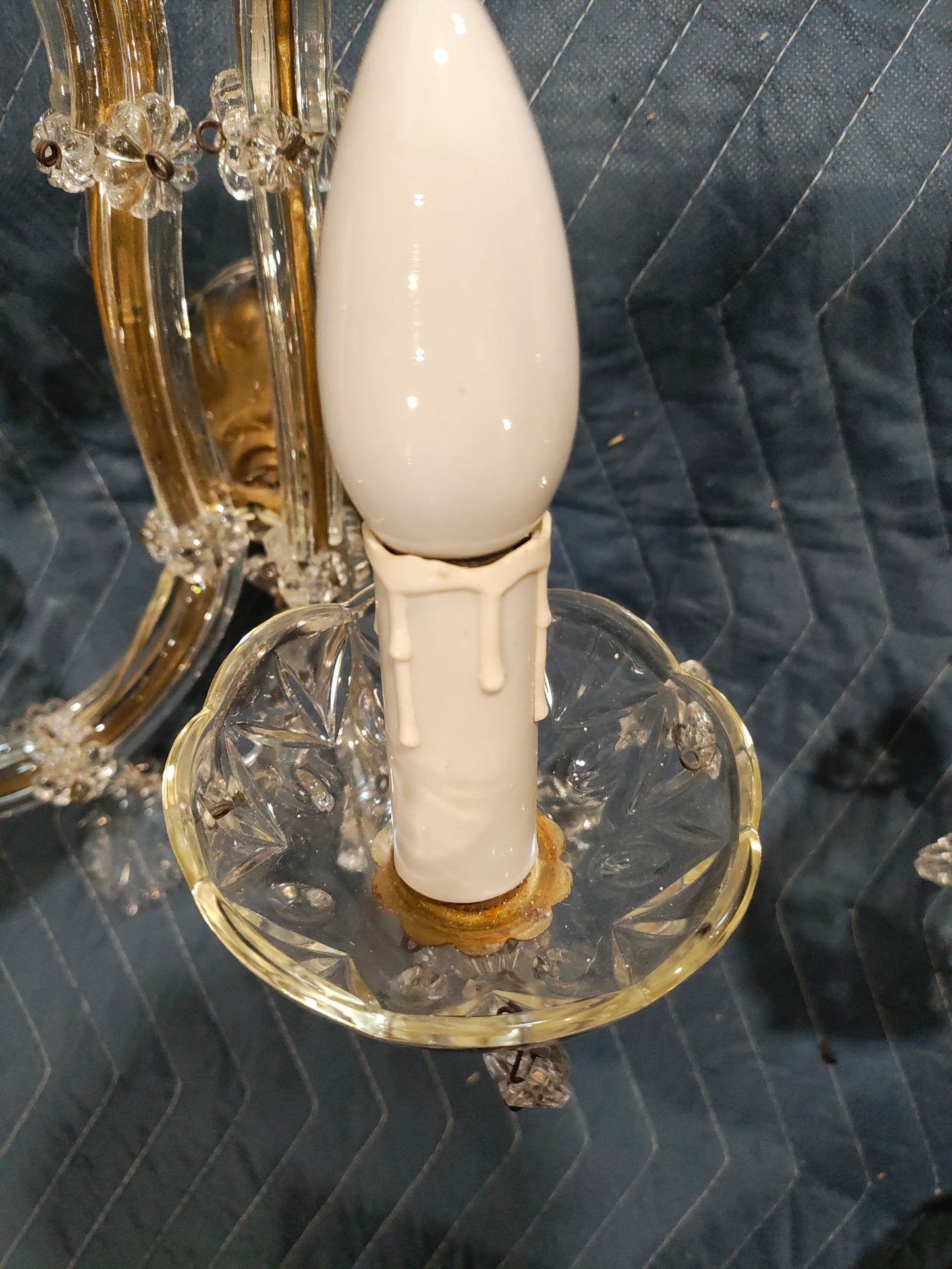 Pair of French Rococo Revival Crystal Wall Sconces, c. 1900