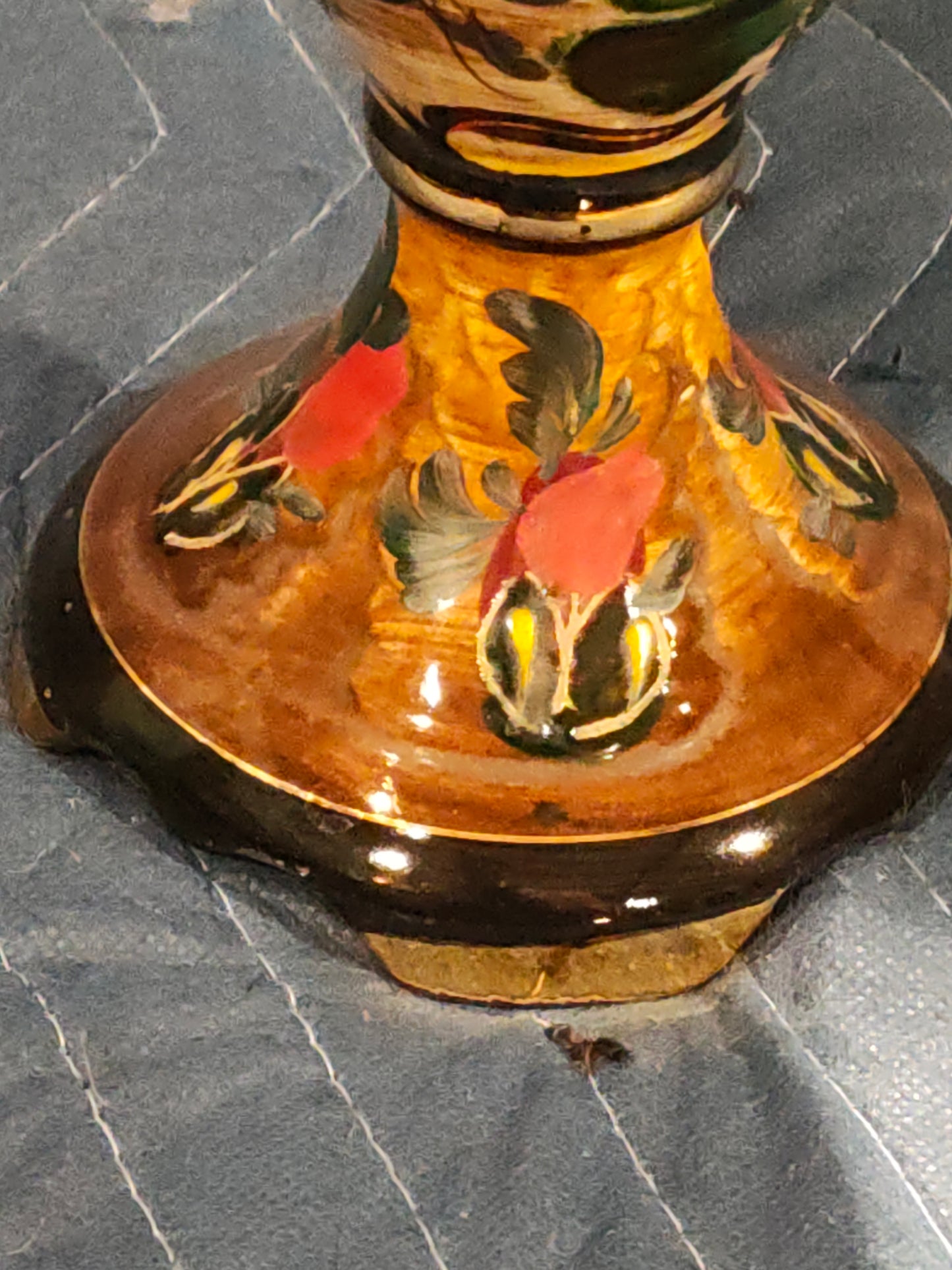 Italian Murano Glass Ewer with Floral Enamel