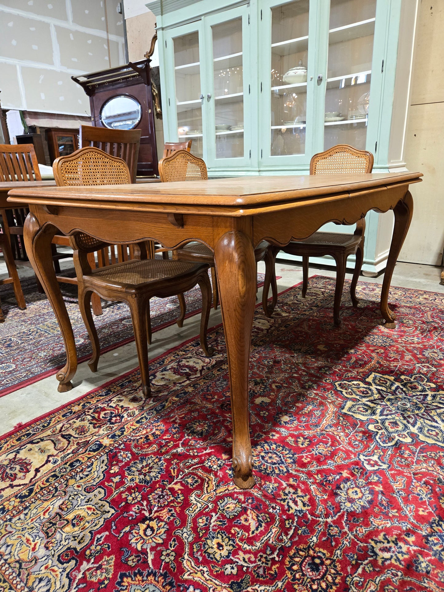 Mid Century L15th Oak Draw Leaf Tables