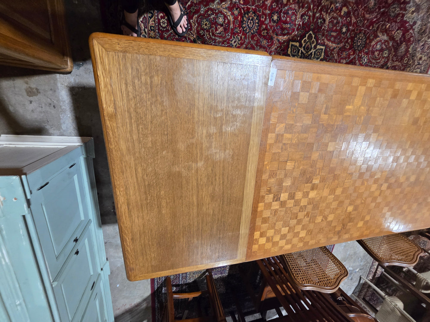 Mid Century L15th Oak Draw Leaf Tables