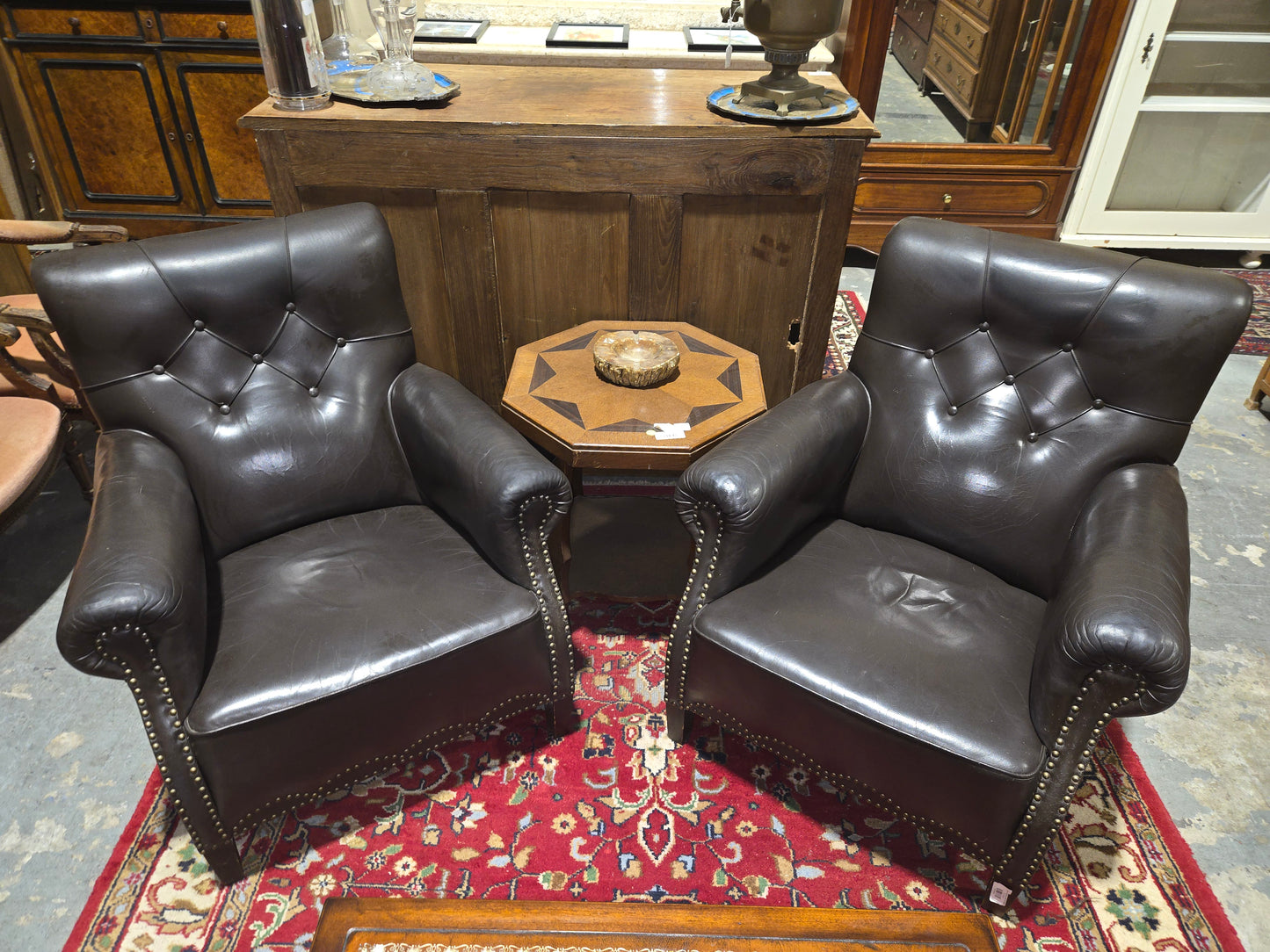 1920's Black Leather Armchair