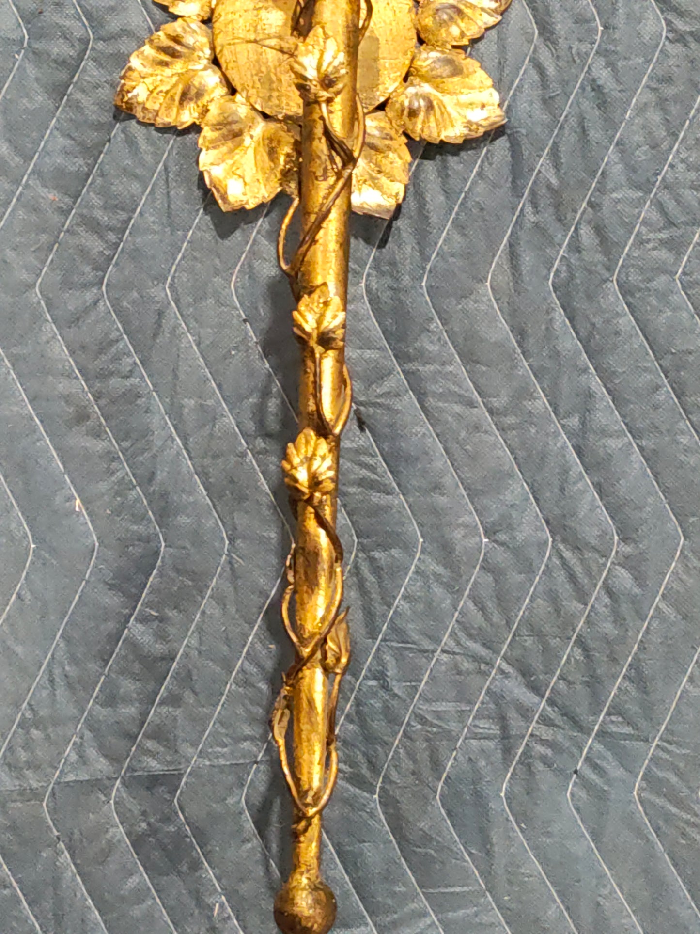 French Gilt Metal Wall Sconce with Amber Glass Hurricane, c. 1890