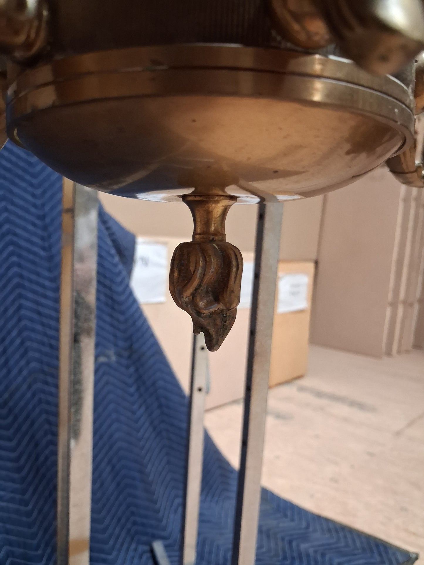 French Louis XV Style Solid Brass 6-Light Chandelier, Circa 1940