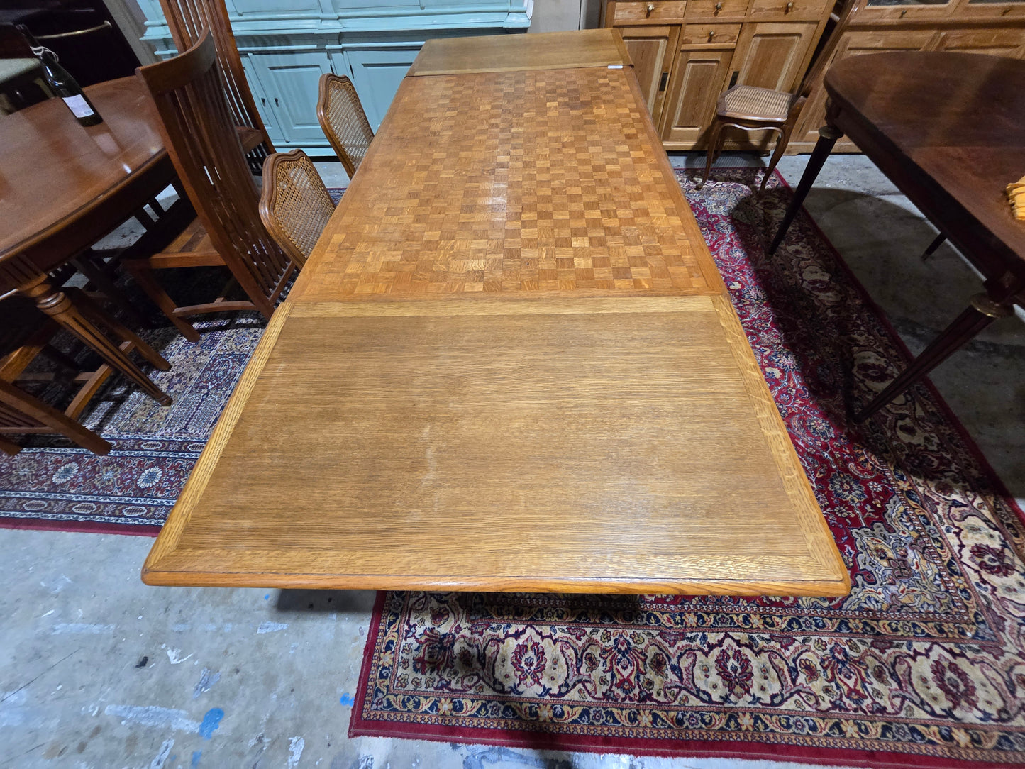 Mid Century L15th Oak Draw Leaf Tables