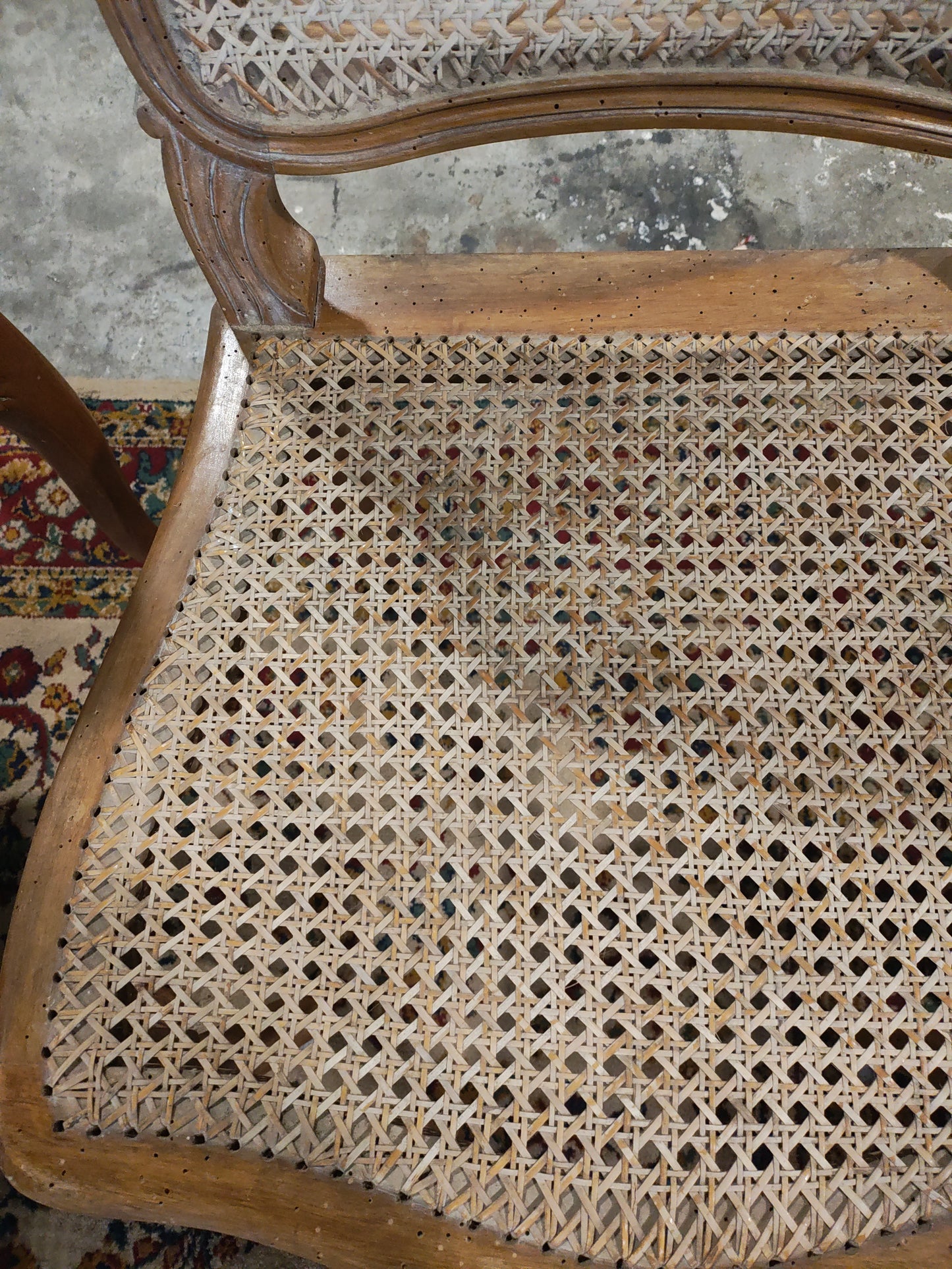 Vintage Set of 8 French Louis XV Cane Dining Chairs
