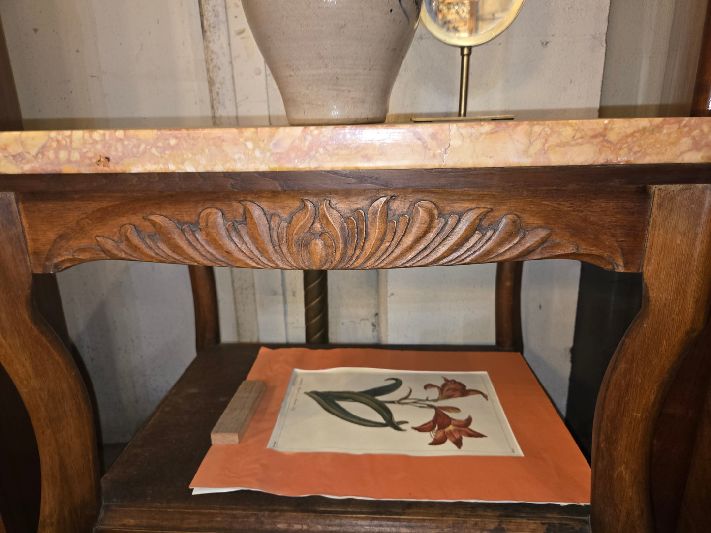 Oak Occasional Table with Marble