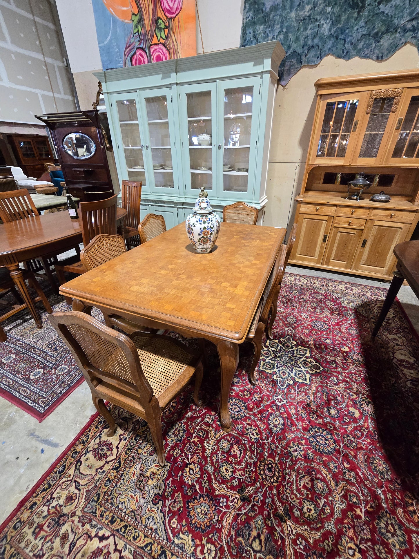 Mid Century L15th Oak Draw Leaf Tables