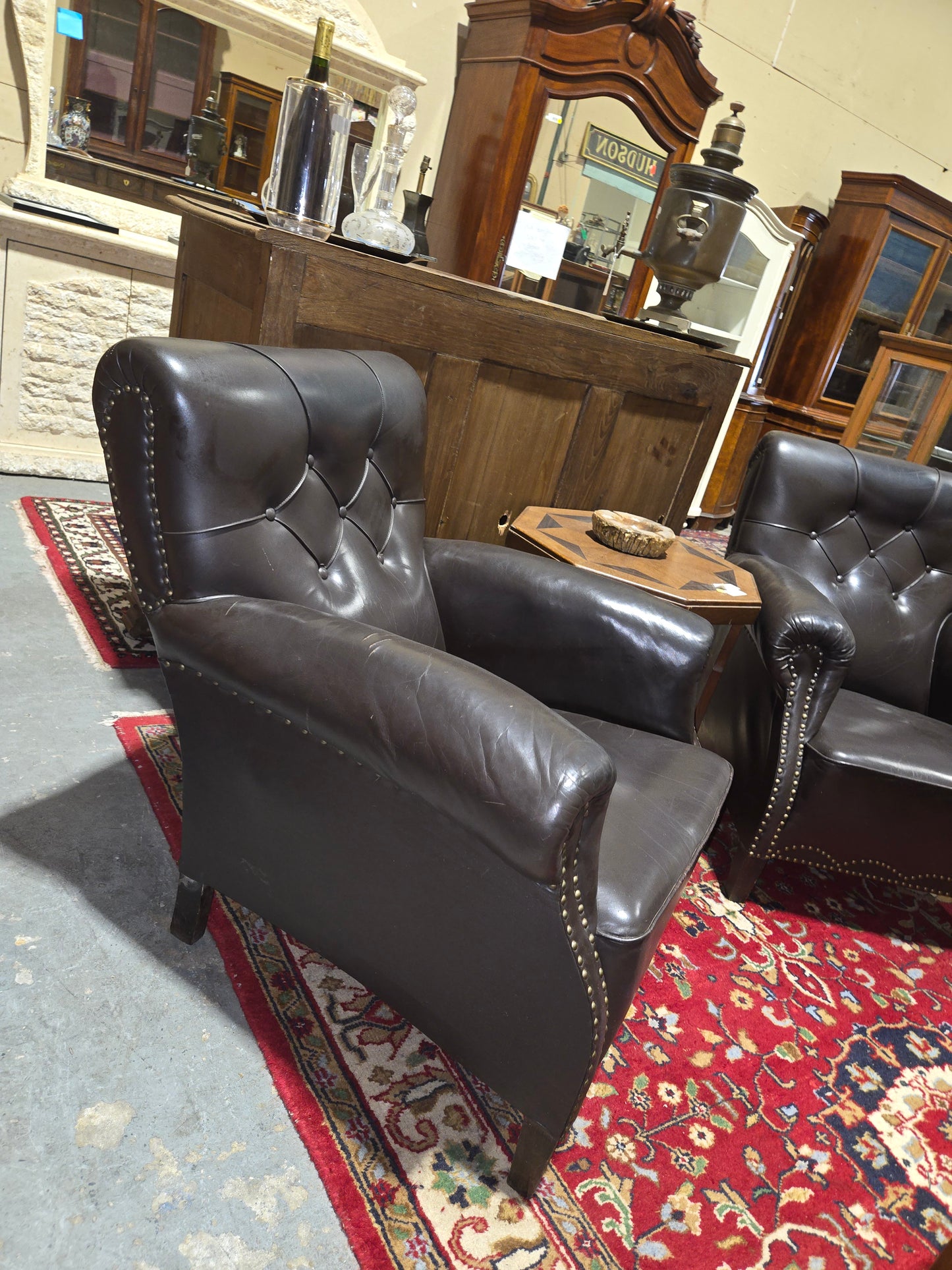 1920's Black Leather Armchair
