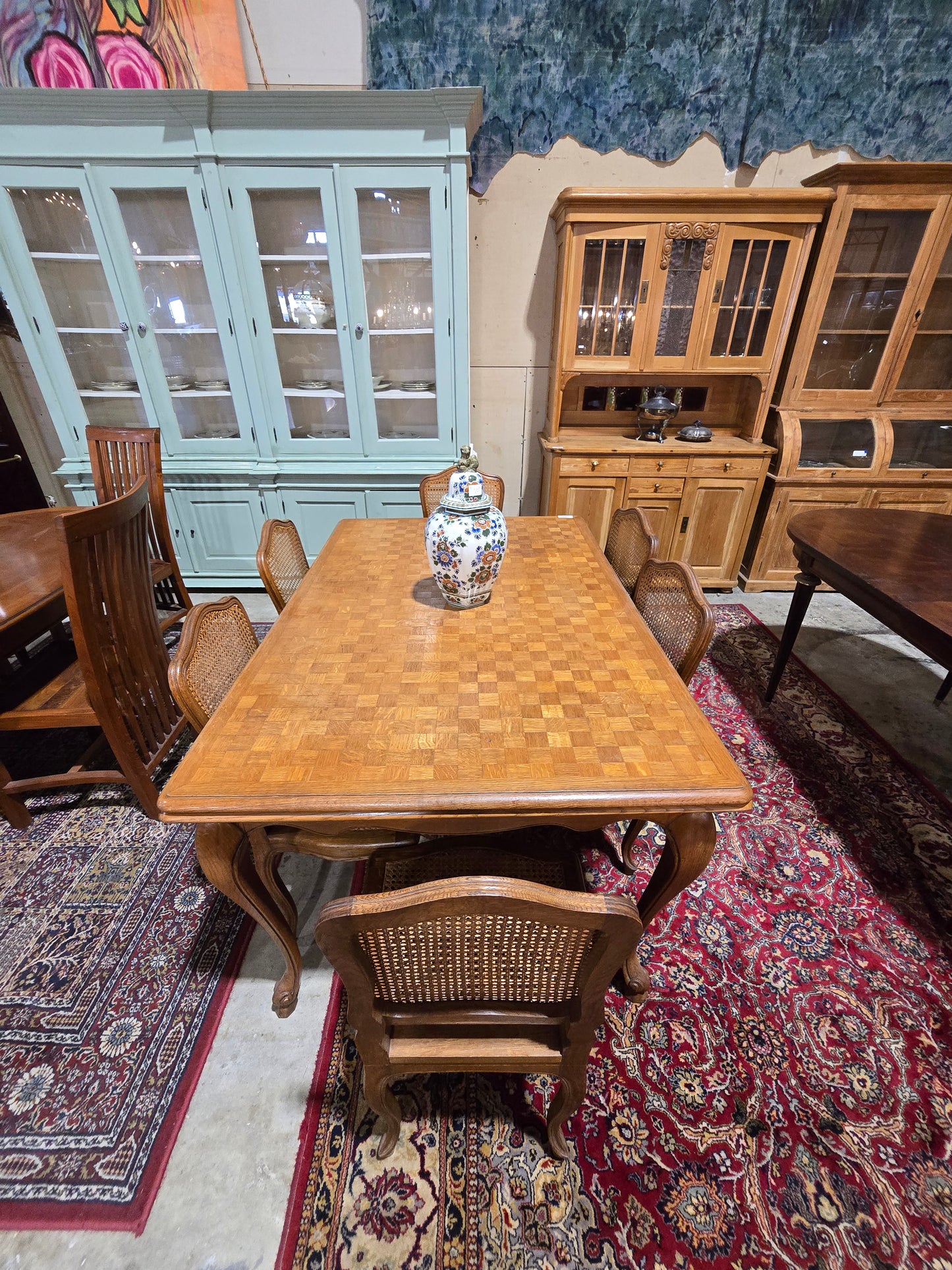 Mid Century L15th Oak Draw Leaf Tables