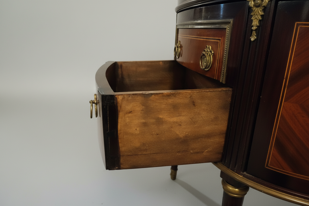 French Napoleon III Demilune Commode with Radial Parquetry and Gilt Mounts, c. 1880