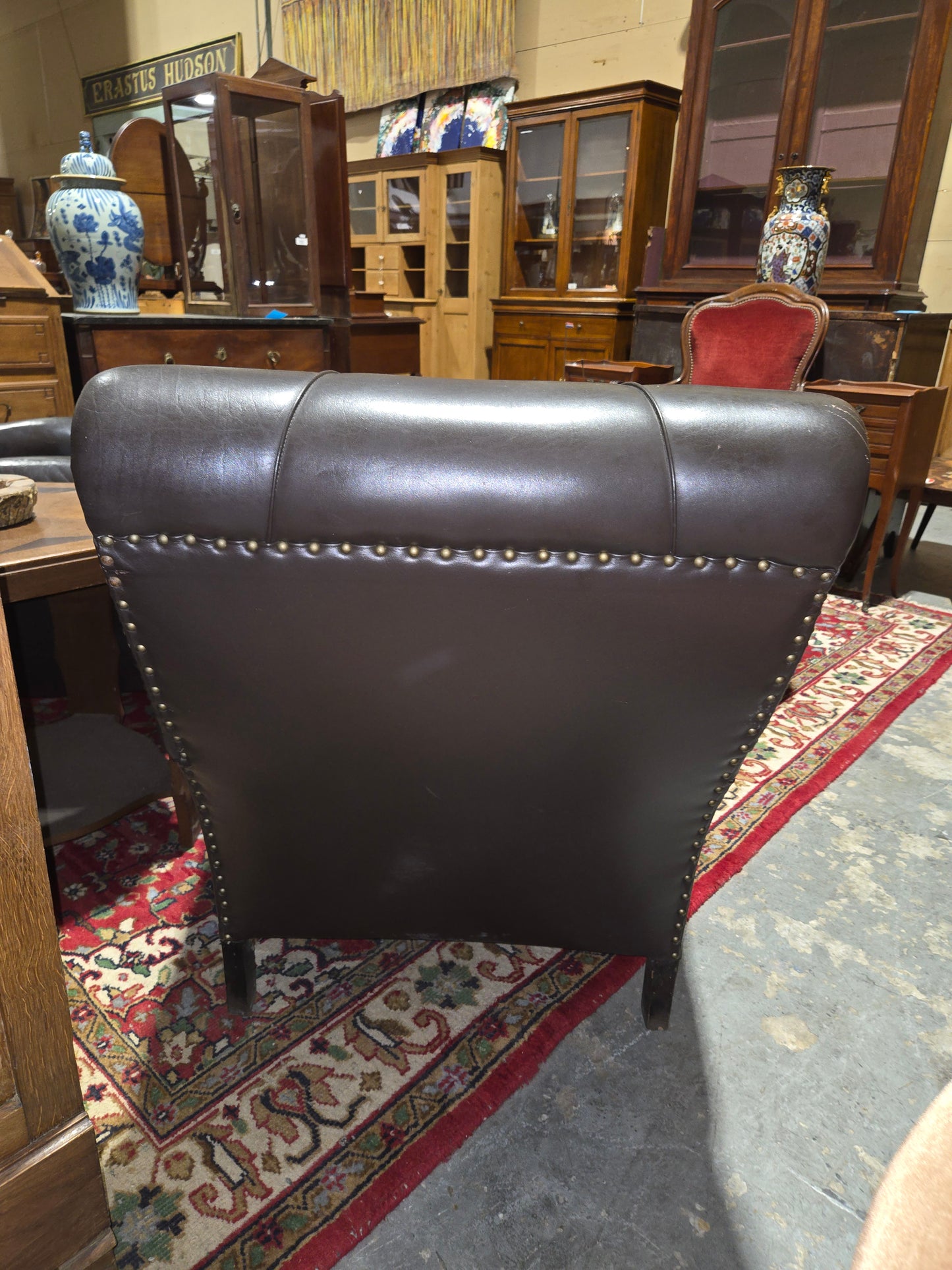 1920's Black Leather Armchair