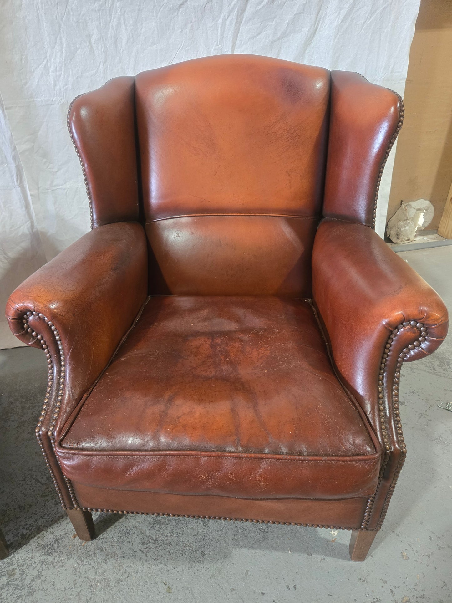 Early Century Leather Sofa Set