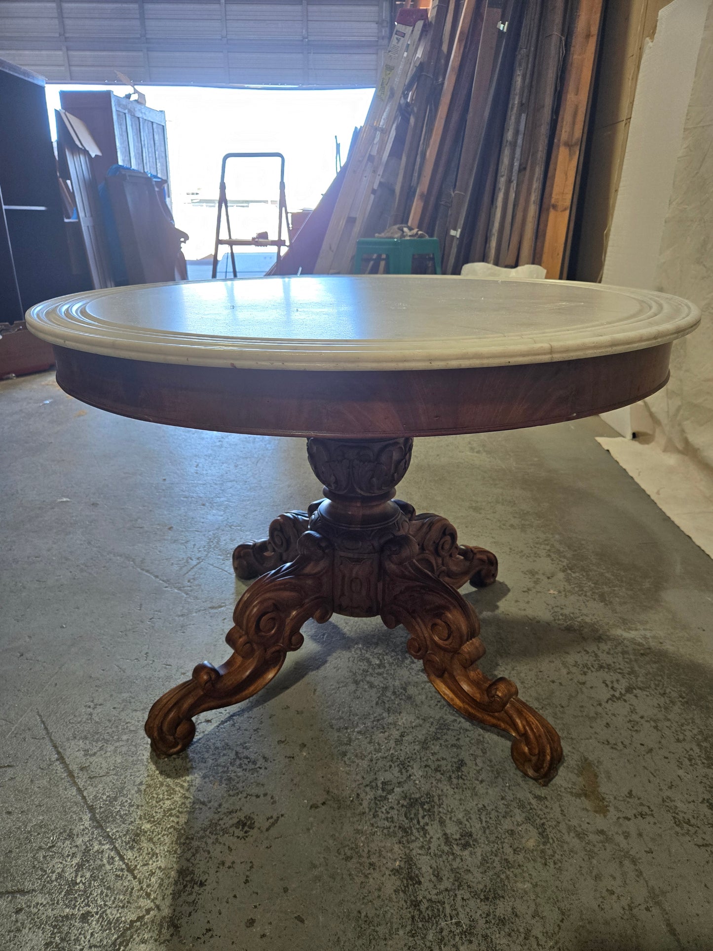 Late 1800s Louis XV Marble Top Table