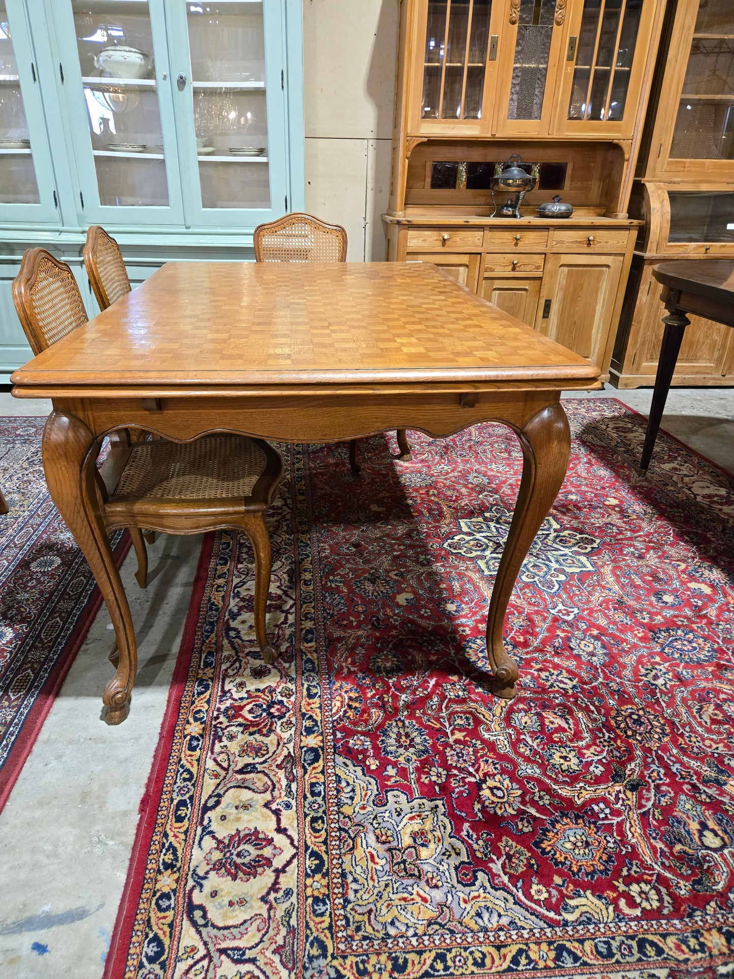 Mid Century L15th Oak Draw Leaf Tables