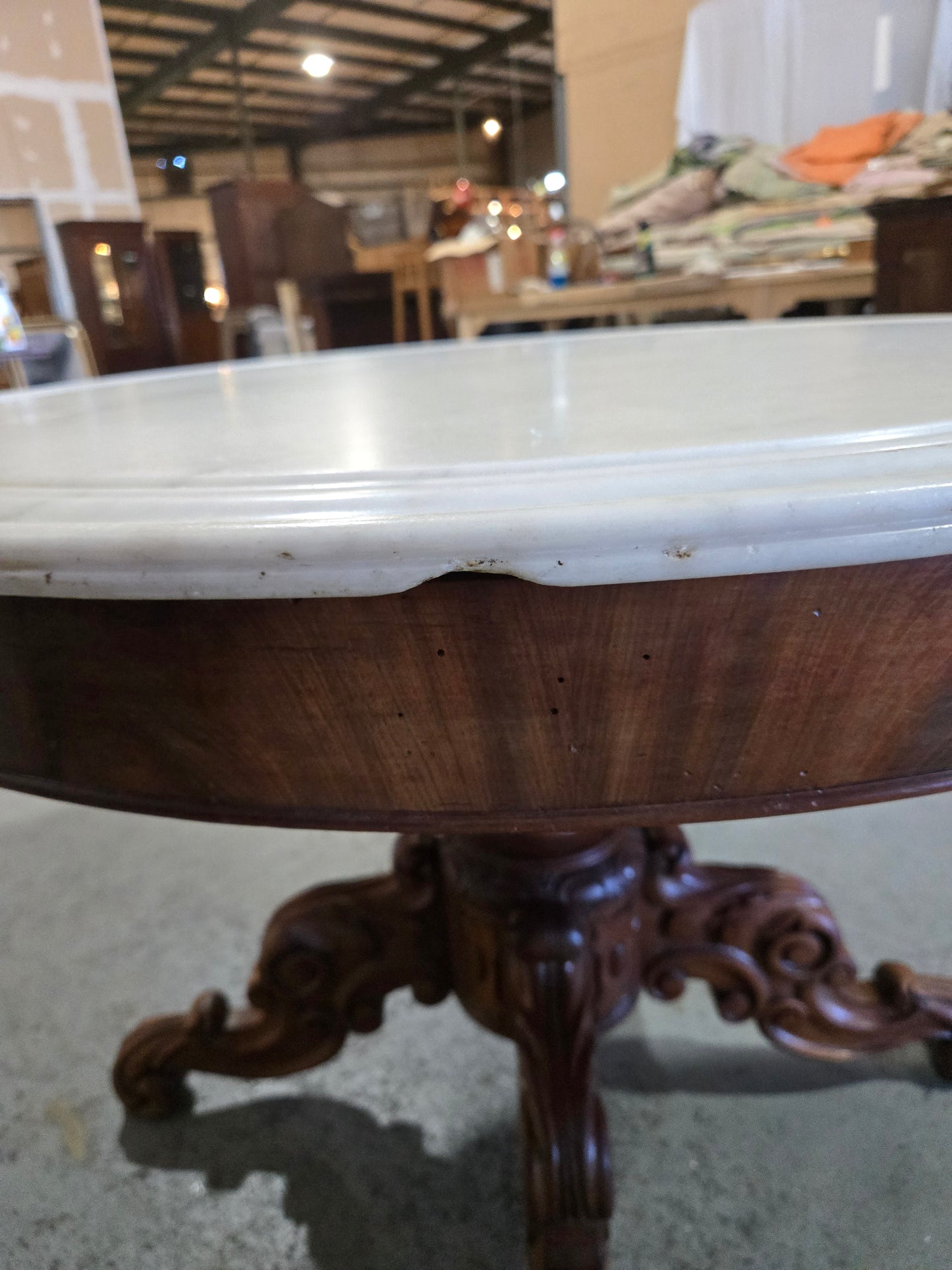 Late 1800s Louis XV Marble Top Table