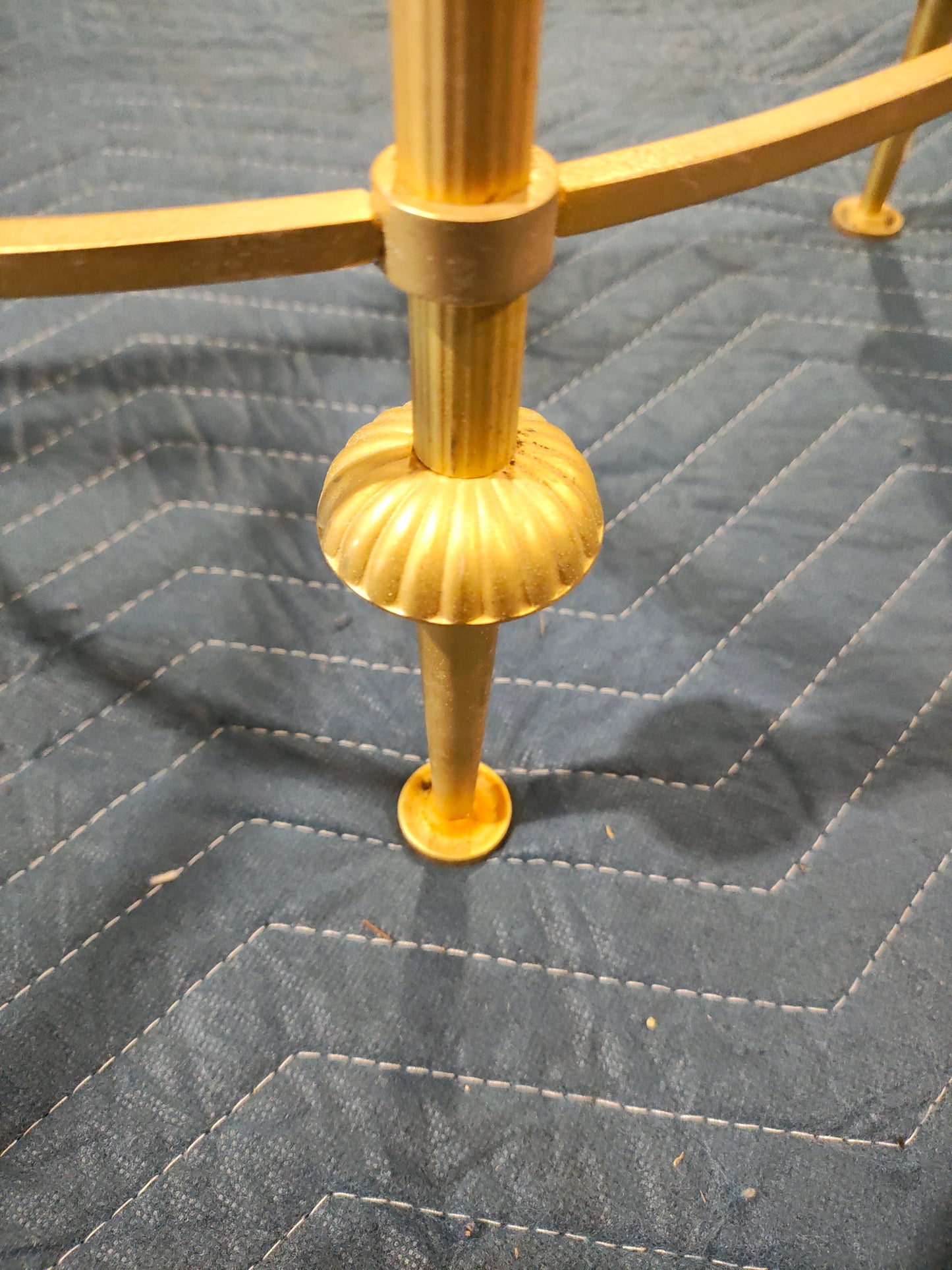 Pair of French Gilt Brass Demi-Lune Console Tables with Glass Tops