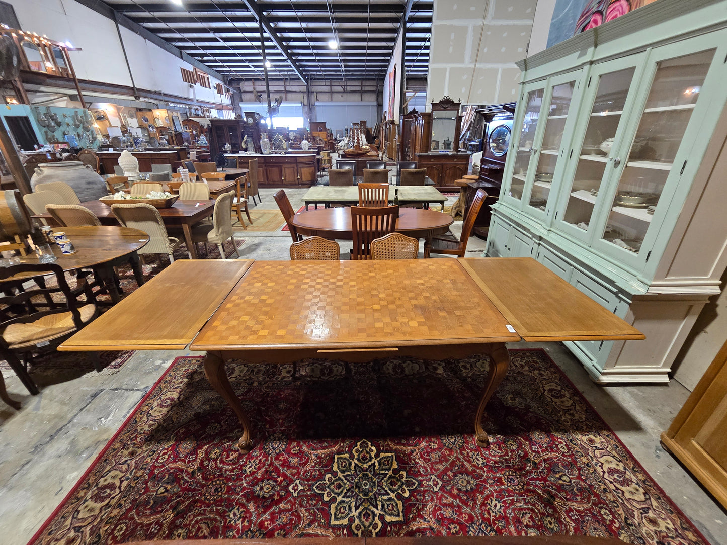 Mid Century L15th Oak Draw Leaf Tables