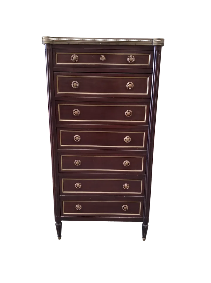 Antique French Louis XVI Semainier Chest of Drawers with Marble Top, c. 1840–1870 — Furniture at DOP Antiques