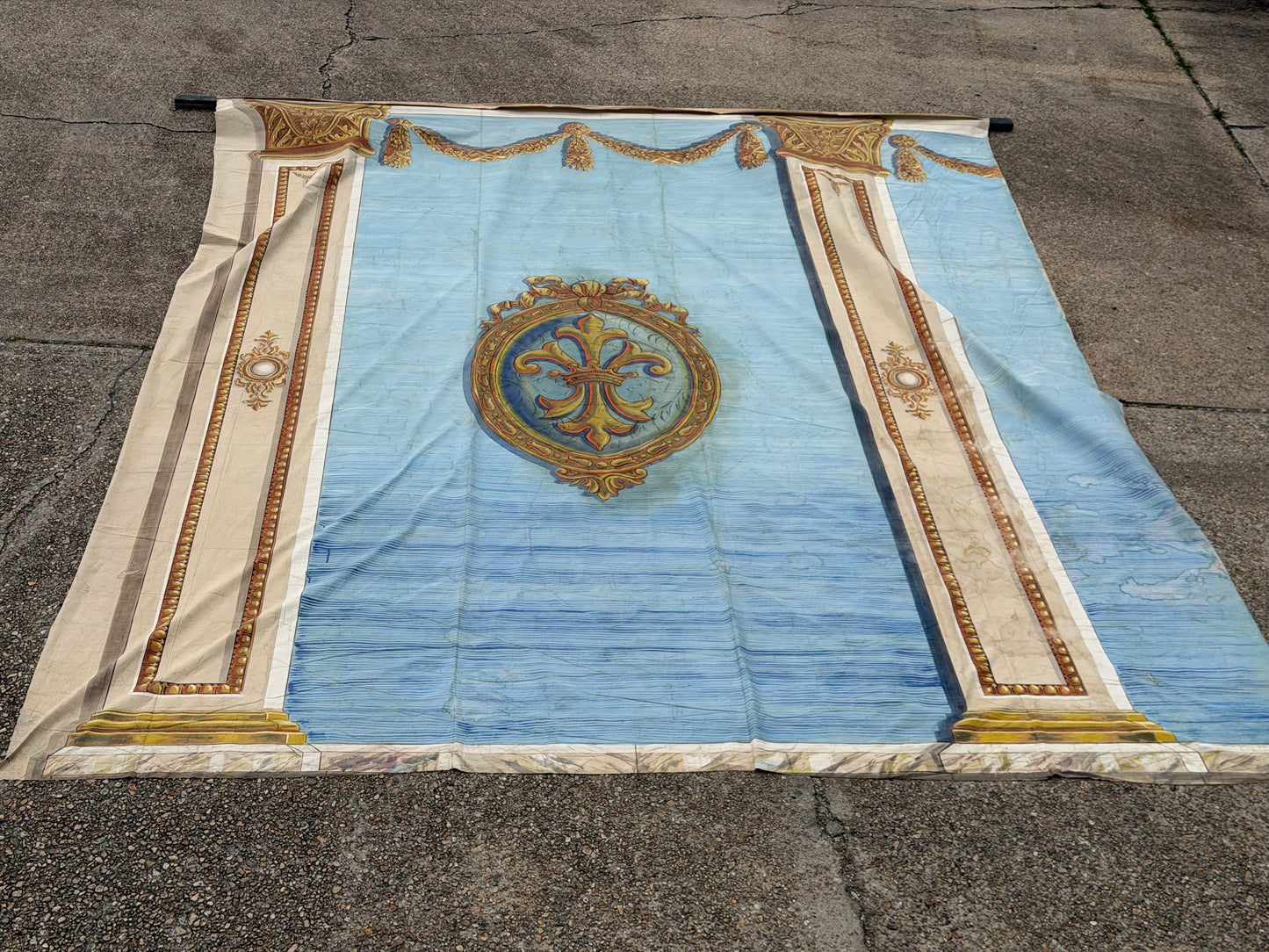 Monumental Krewe of Mystic Hand-Painted Mardi Gras Backdrop c. 1948–1960, 20' Scenic Theater Drop