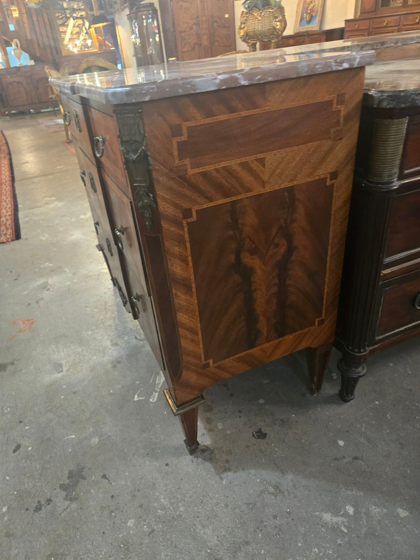 French Louis XVI–Style Marble-Top Commode/ Buffet with Ormolu, c.1920