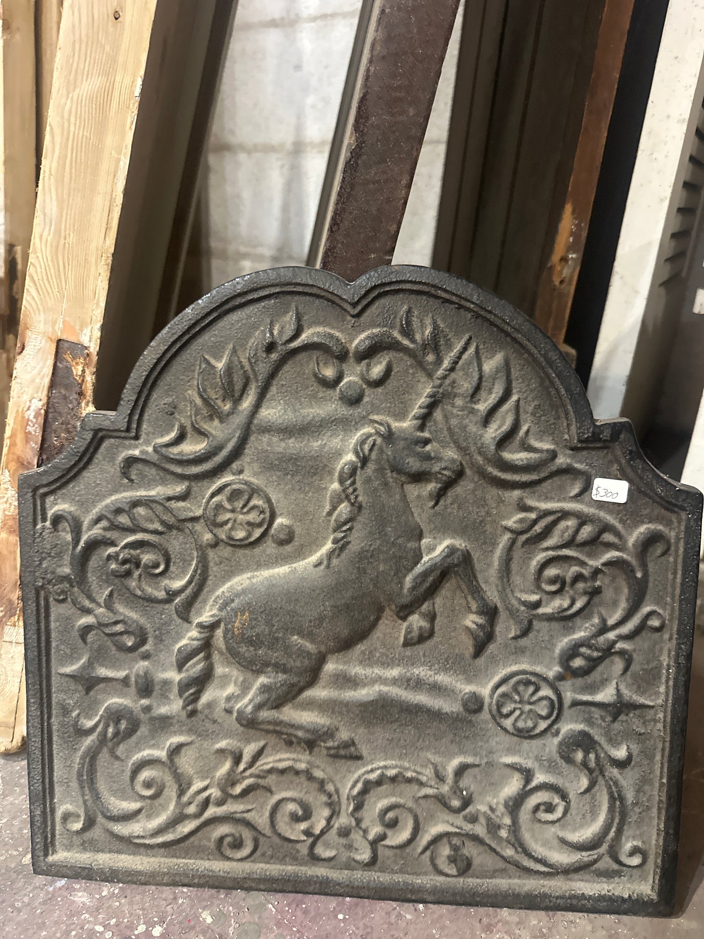 Early 1900s Unicorn Fireplace Insert