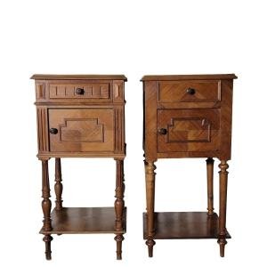Pair of 19th Century French Louis XVI Style Marble Top Bedside Cabinets