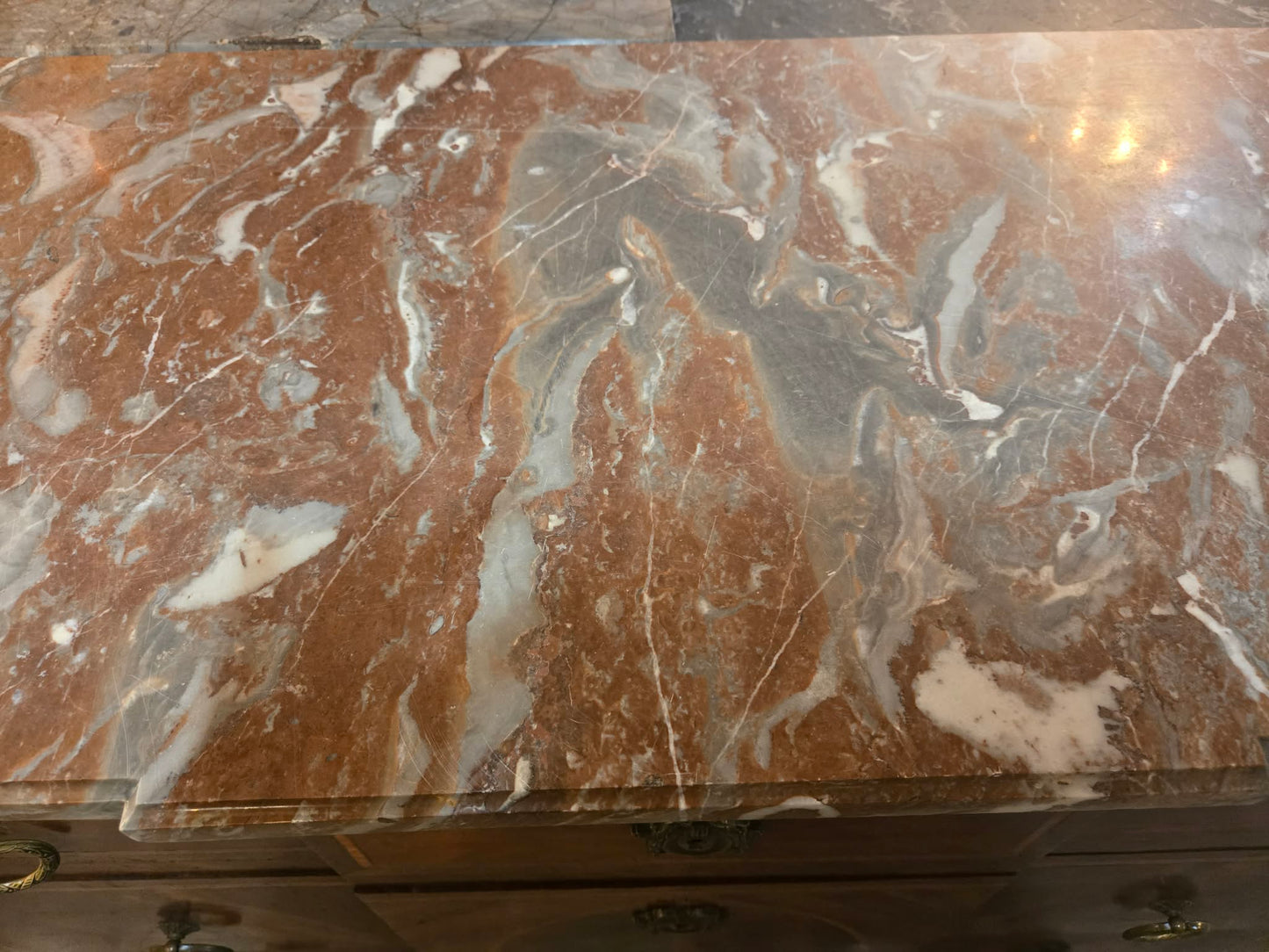 French Louis XVI–Style Marble-Top Commode/ Buffet with Ormolu, c.1920